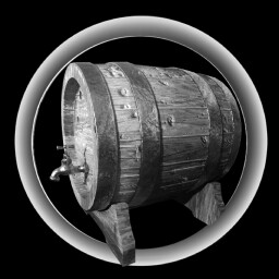 Wooden wine barrel.