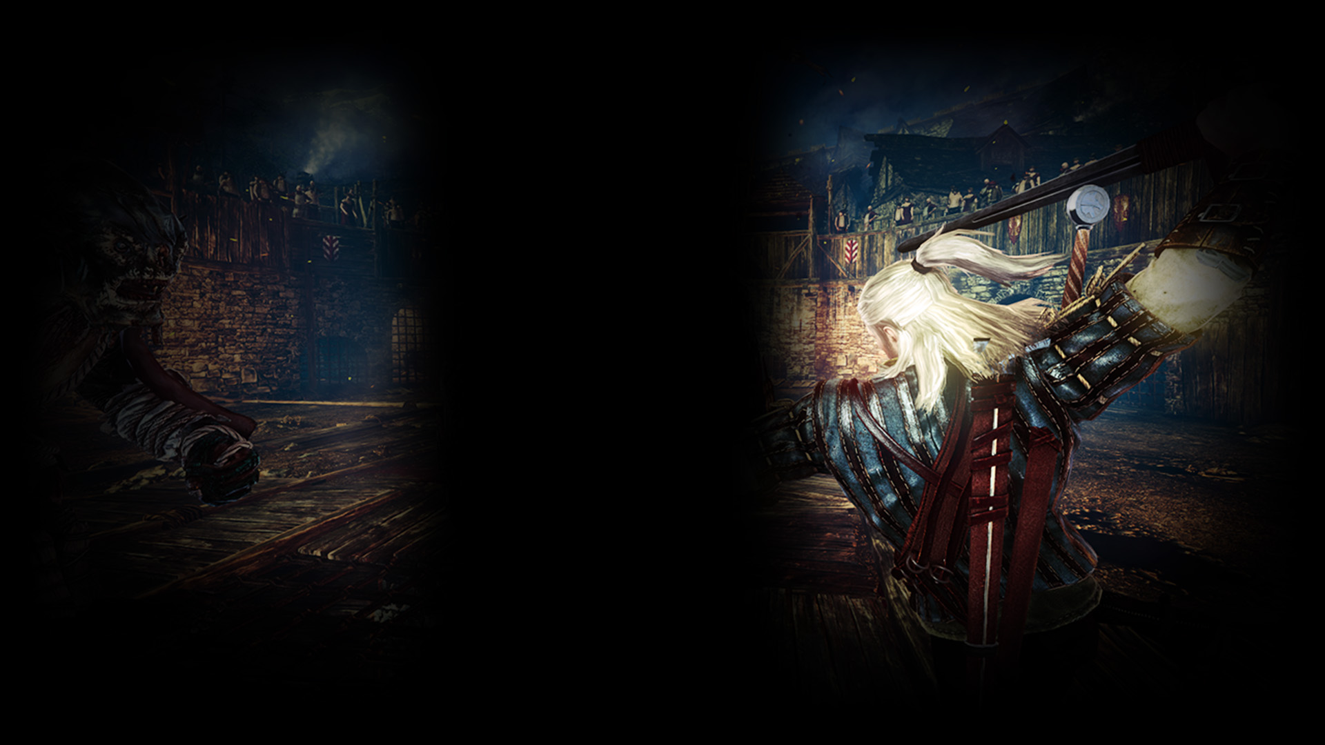 Geralt in the middle of a fight