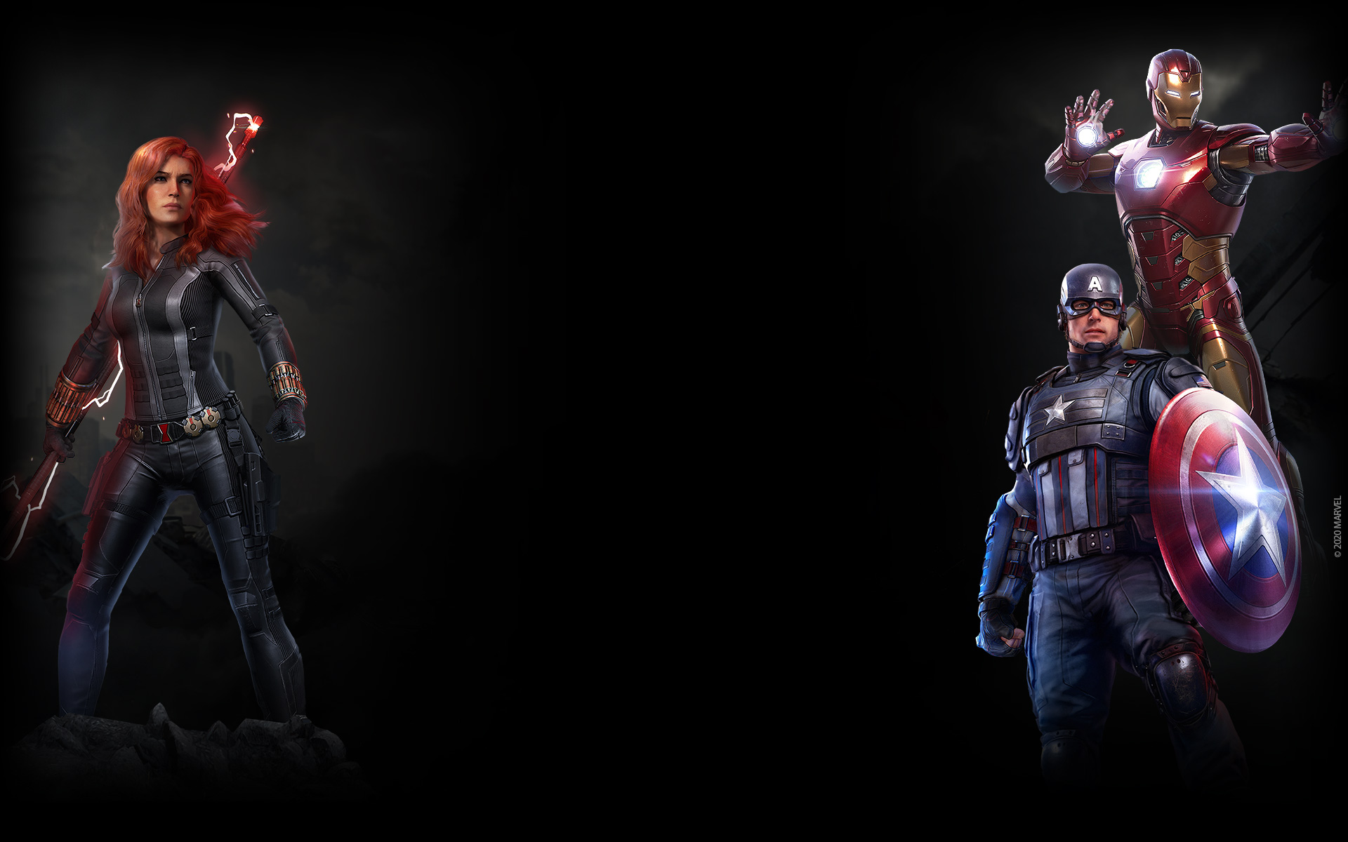 Captain America, Iron Man, and Black Widow Background - Marvel's Avengers