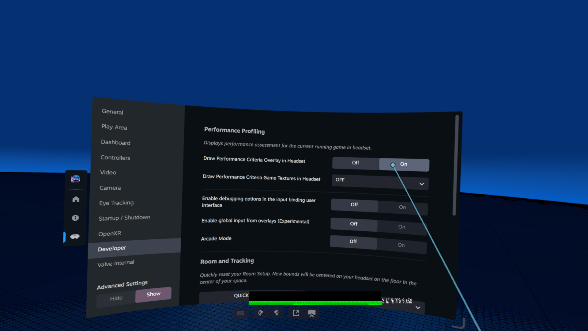 Enabling the Performance Assessment overlay