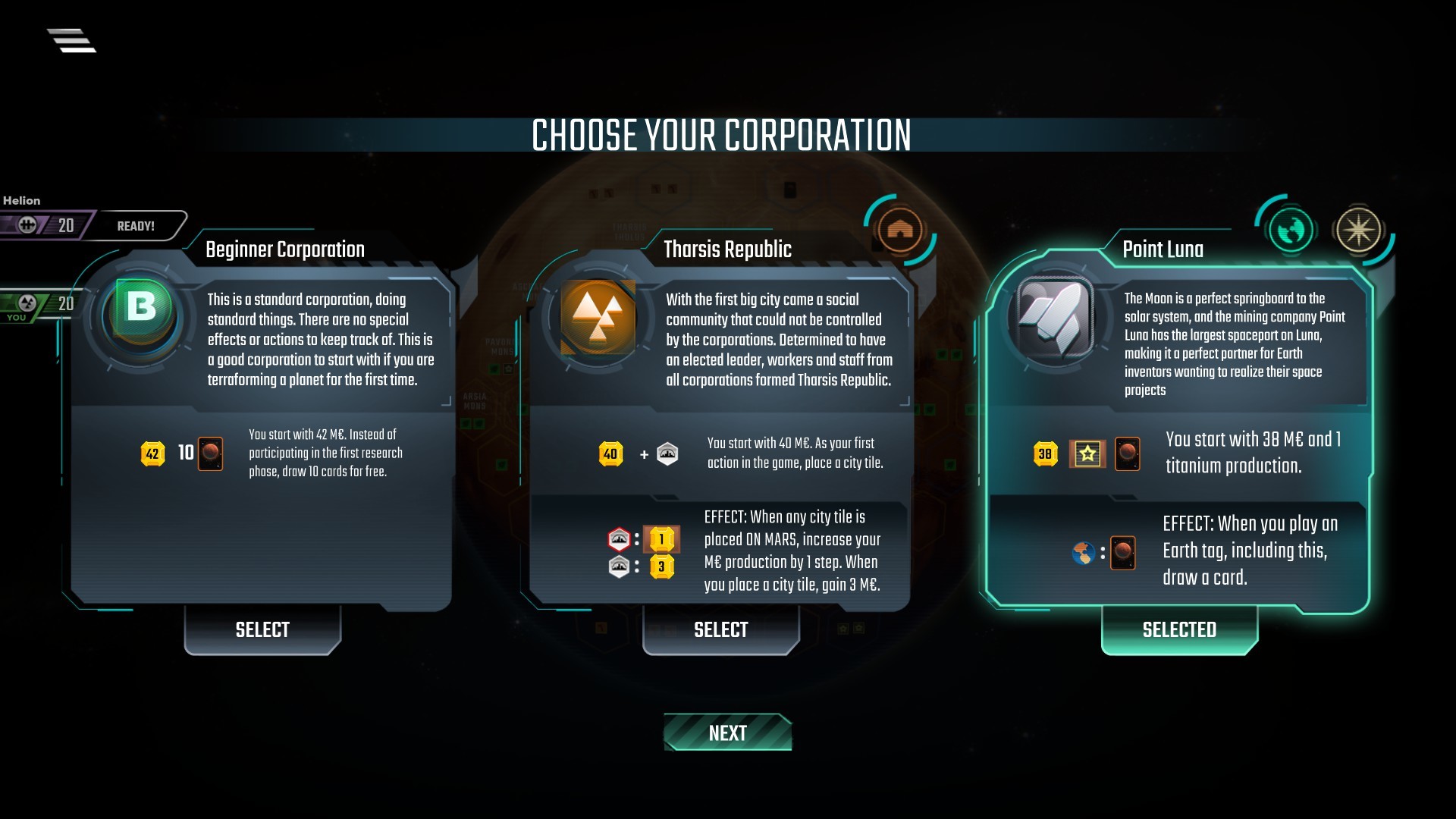 Terraforming Mars - Prelude screenshot 1