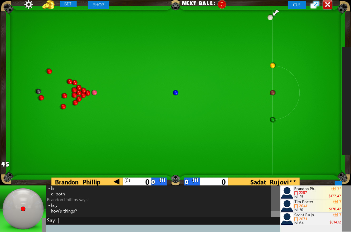 Flash Snooker Game screenshot 1
