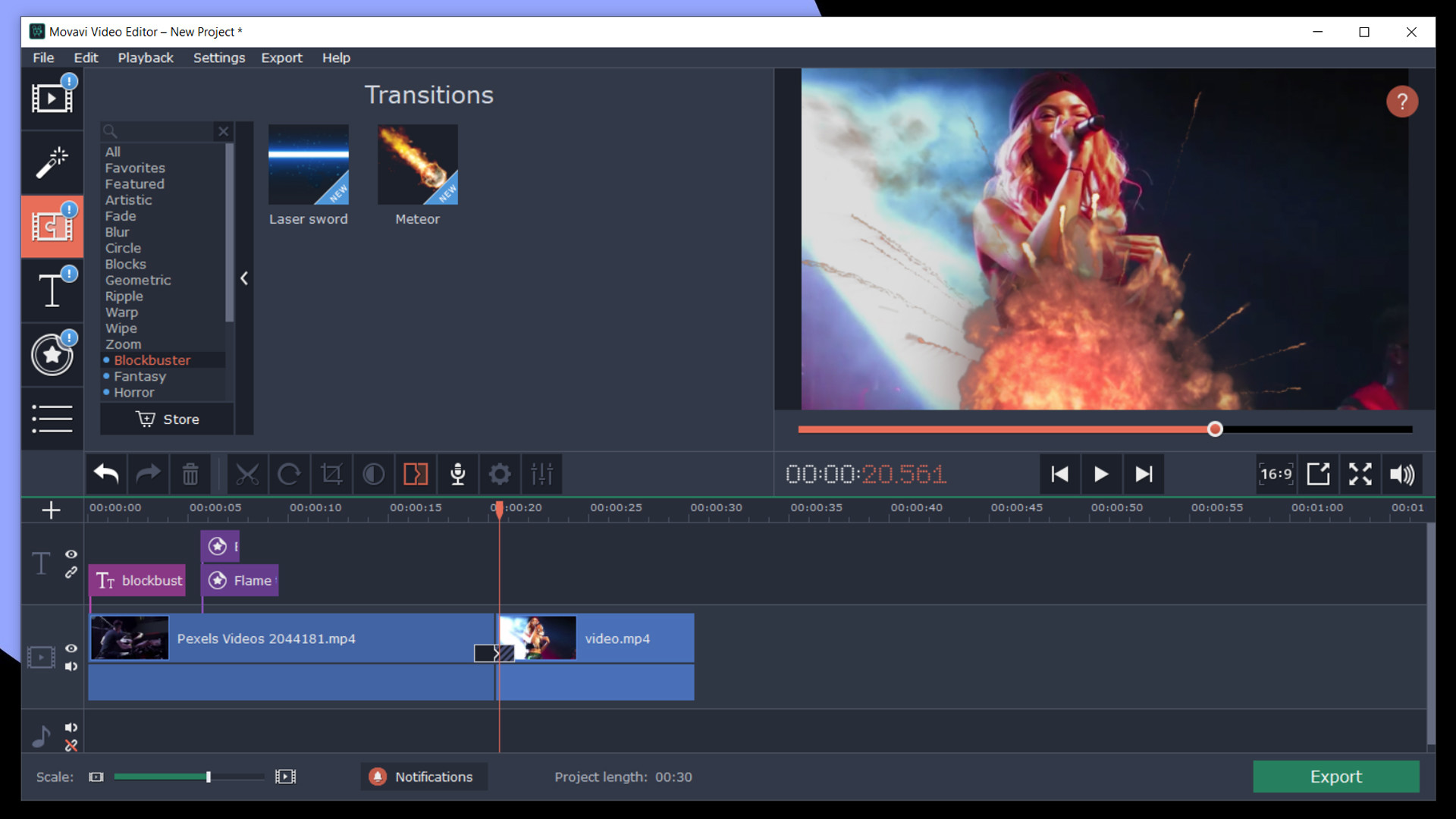Movavi Video Editor Plus 2020 - Cinematic Set screenshot 2