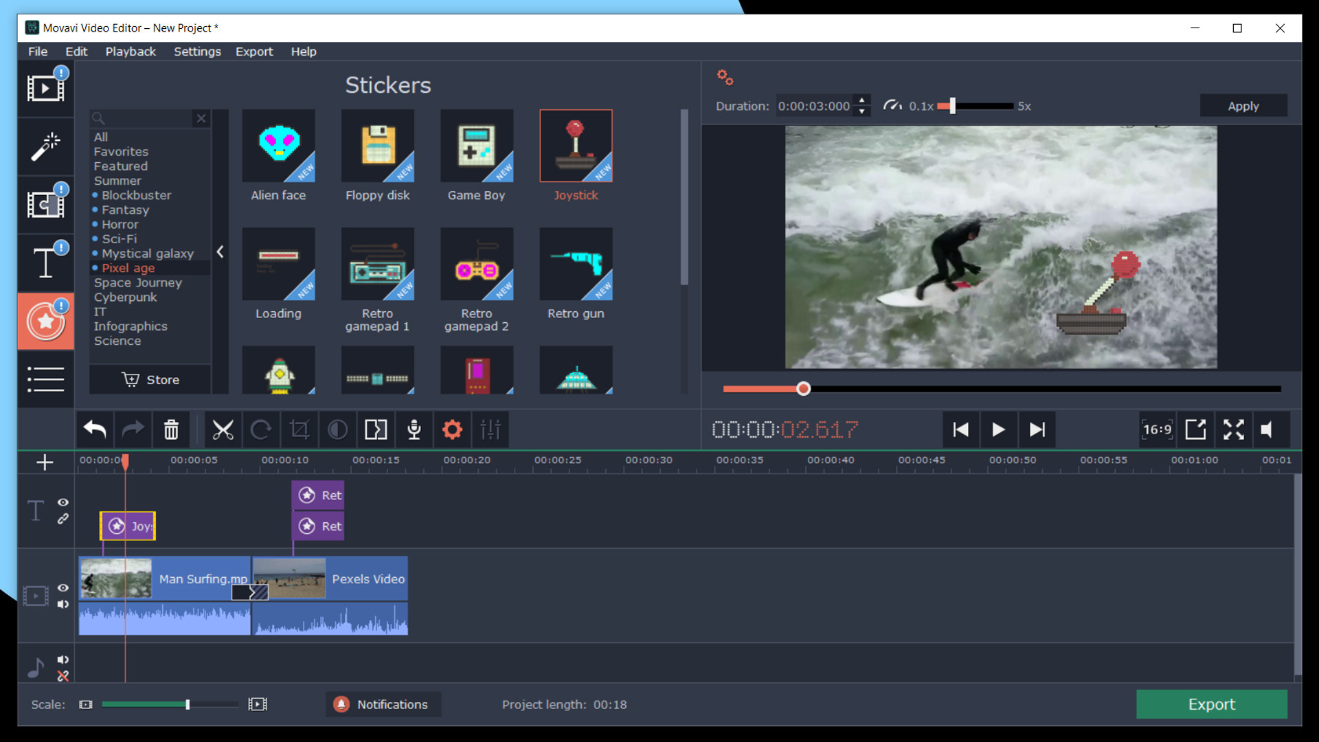 Movavi Video Editor Plus 2020 - Pixel Age Pack screenshot 6