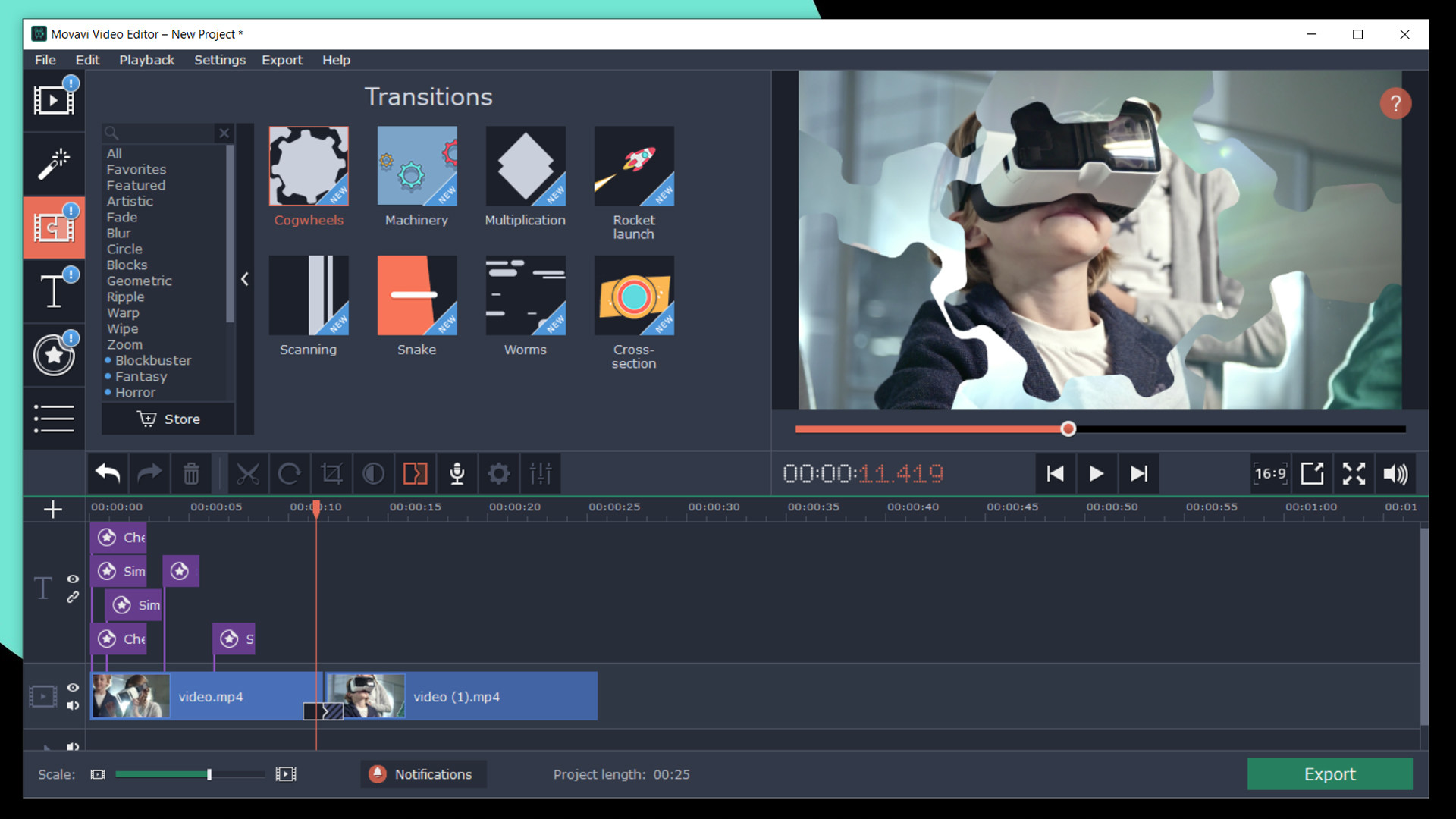 Movavi Video Editor Plus 2020 - Technology Set screenshot 3