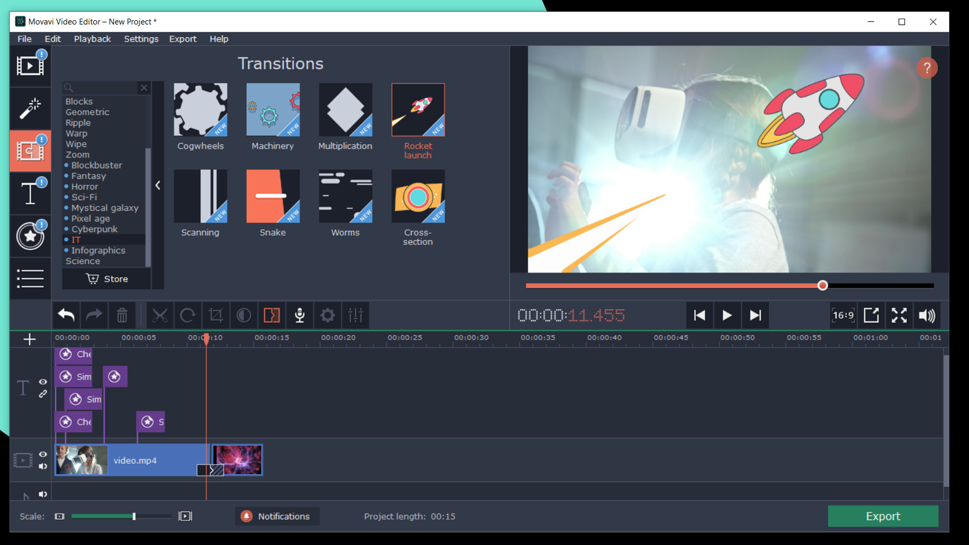 Movavi Video Editor Plus 2020 - Technology Set screenshot 2