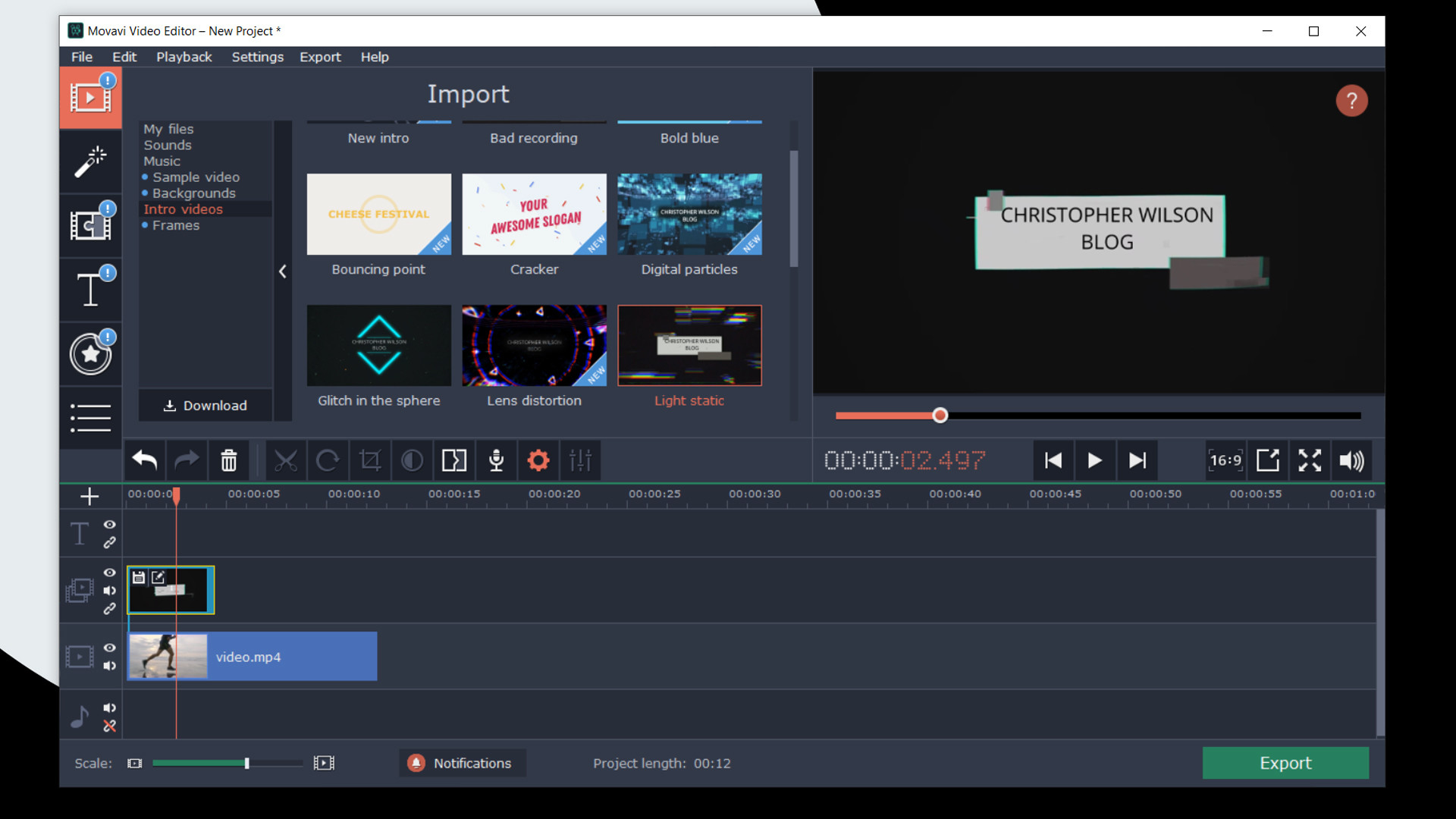 Movavi Video Editor Plus 2020 - VHS Intro Pack screenshot 2