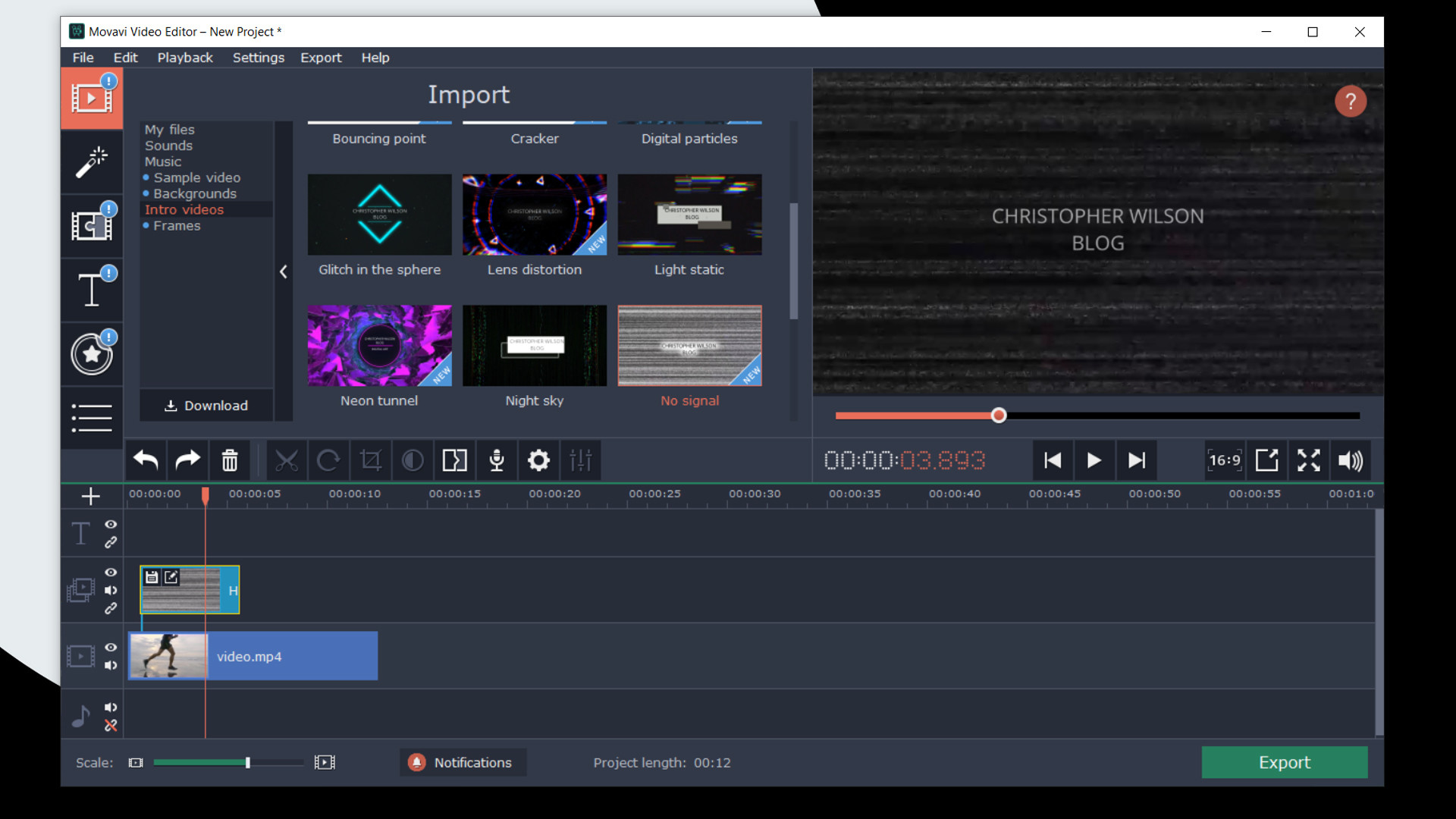 Movavi Video Editor Plus 2020 - VHS Intro Pack screenshot 1