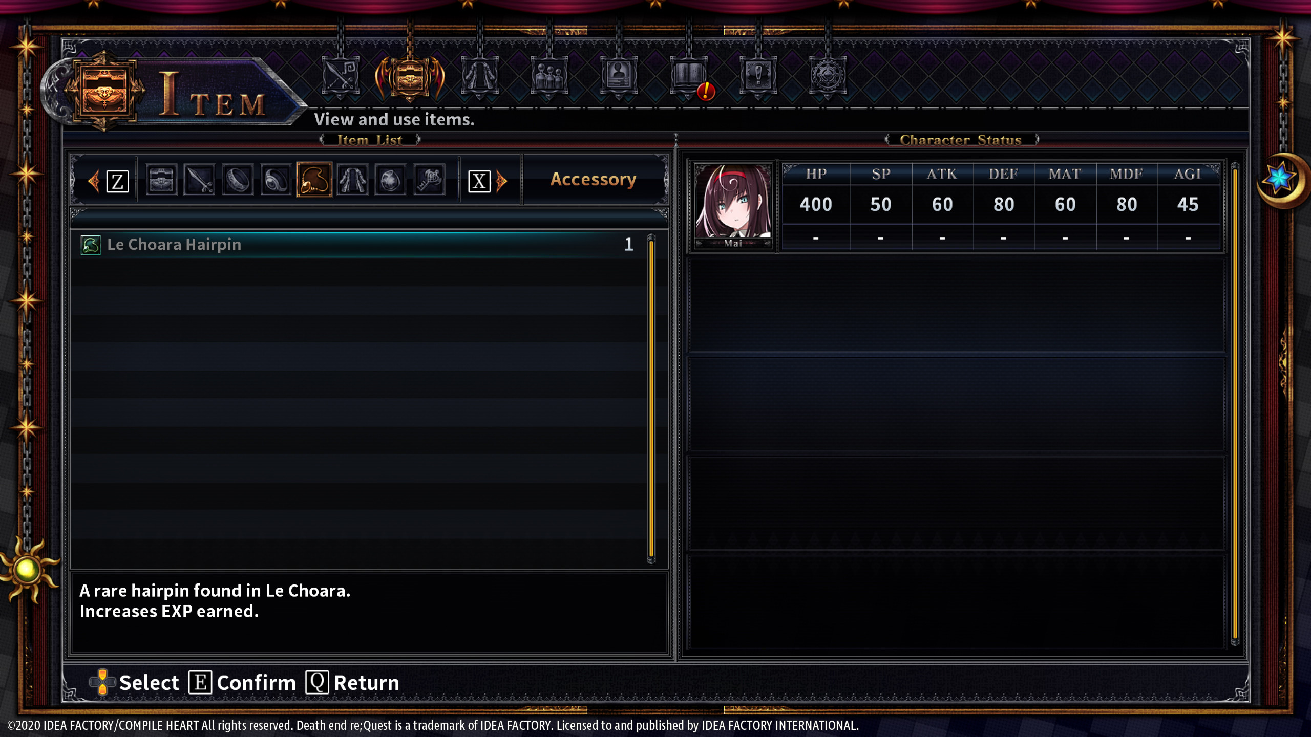 Death end re;Quest 2 - EXP Booster Equipment screenshot 1