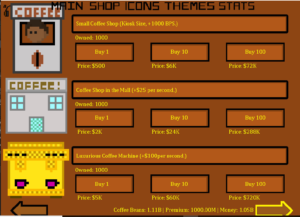 Clickable Coffee Shop - Cheats screenshot 5