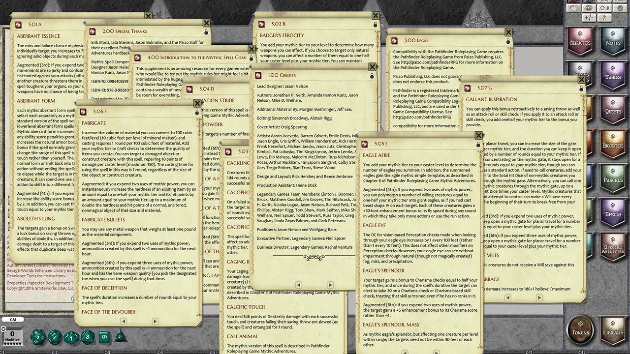 Fantasy Grounds - Mythic Spell Compendium screenshot 1
