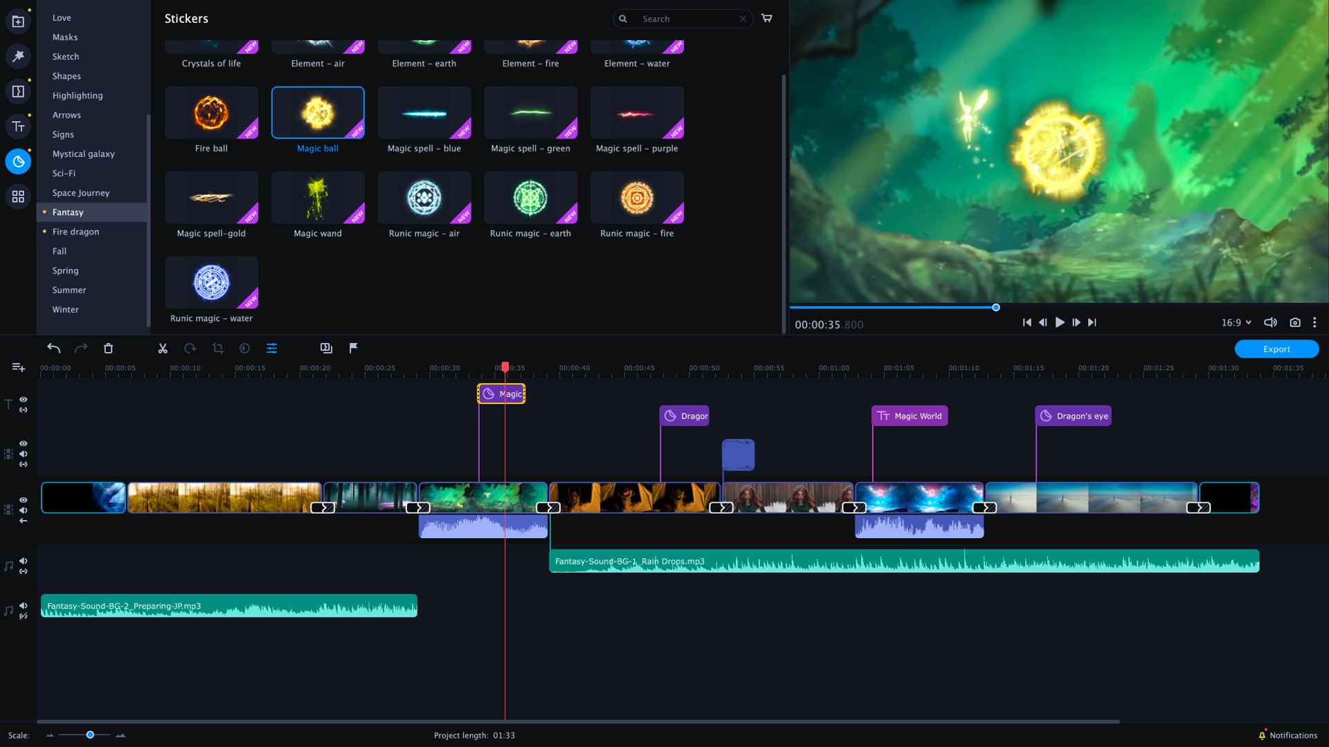 Movavi Video Editor Plus 2021 - Magic World Set screenshot 5