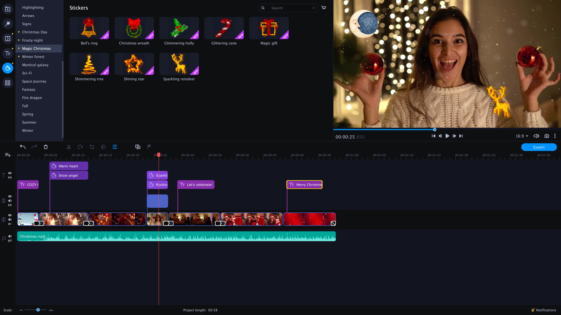 Movavi Video Editor Plus 2021 - Christmas Party Set screenshot 4