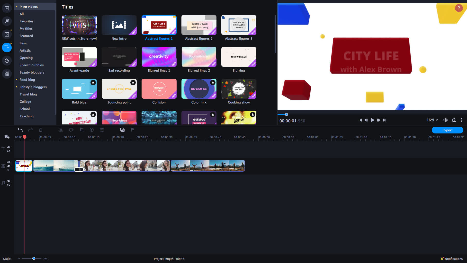 Movavi Video Editor Plus 2021 - Trendy Intro Set screenshot 1