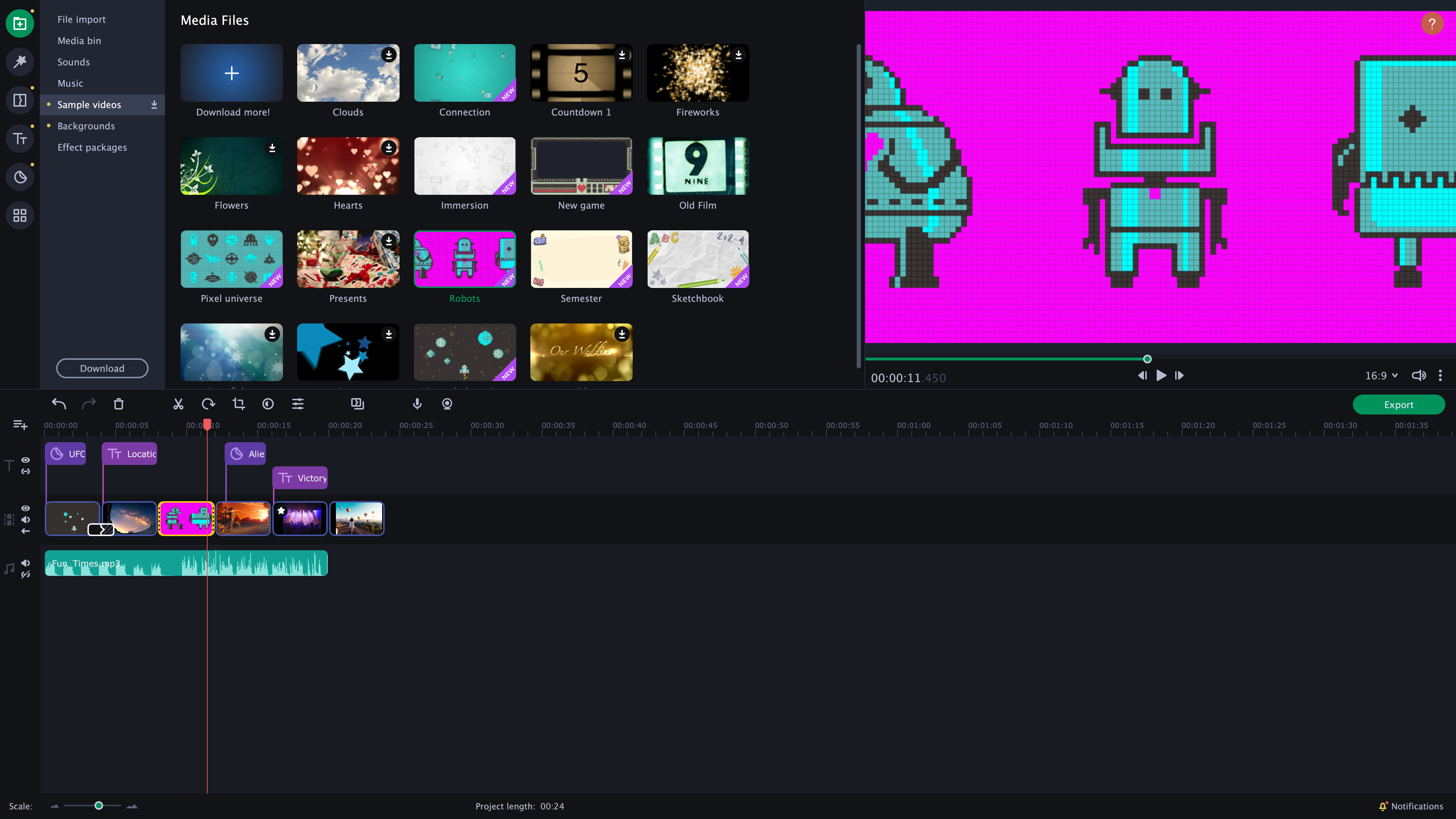 Movavi Slideshow Maker 8 - Pixel Age Pack screenshot 1