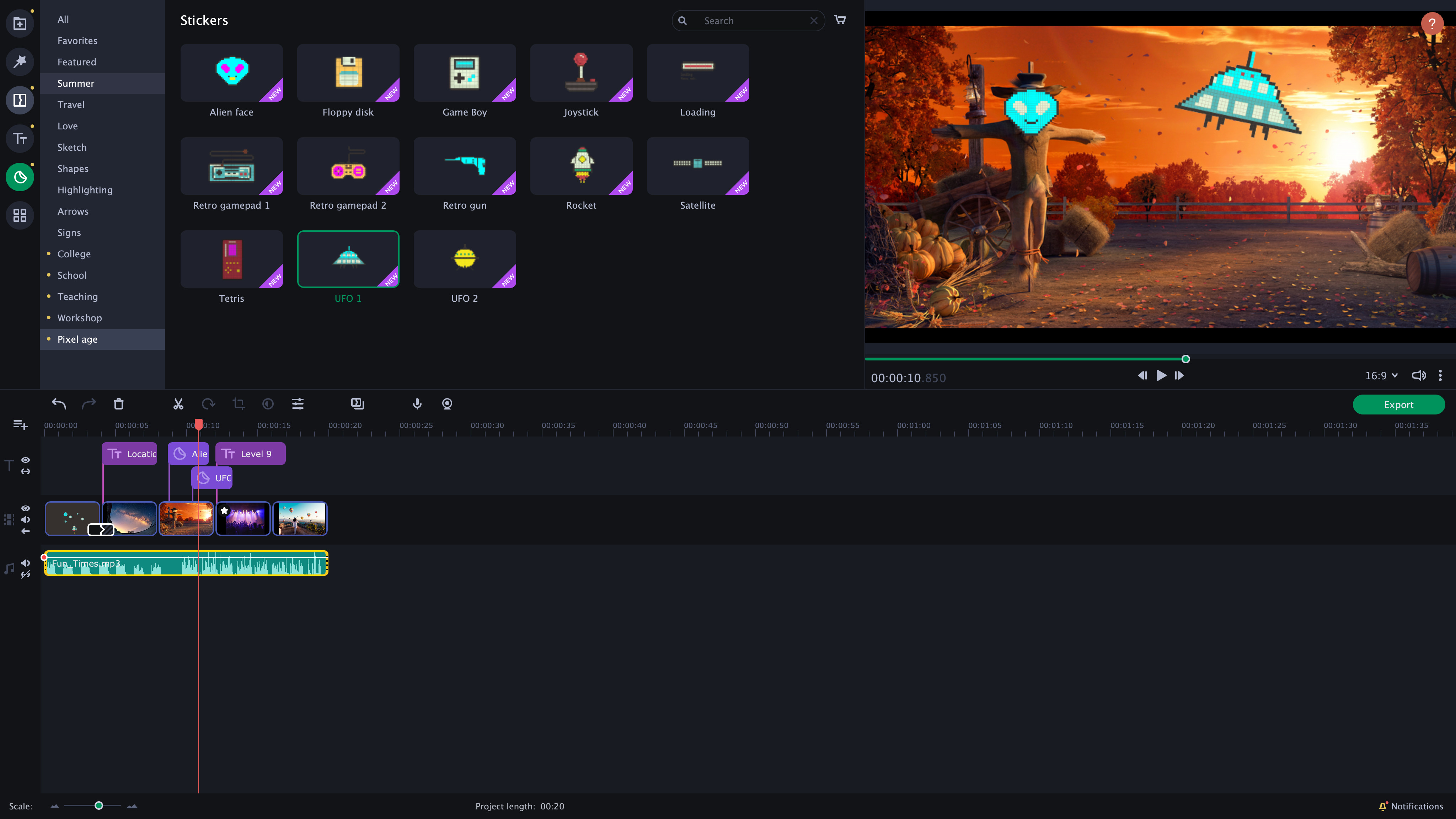 Movavi Slideshow Maker 8 - Pixel Age Pack screenshot 2