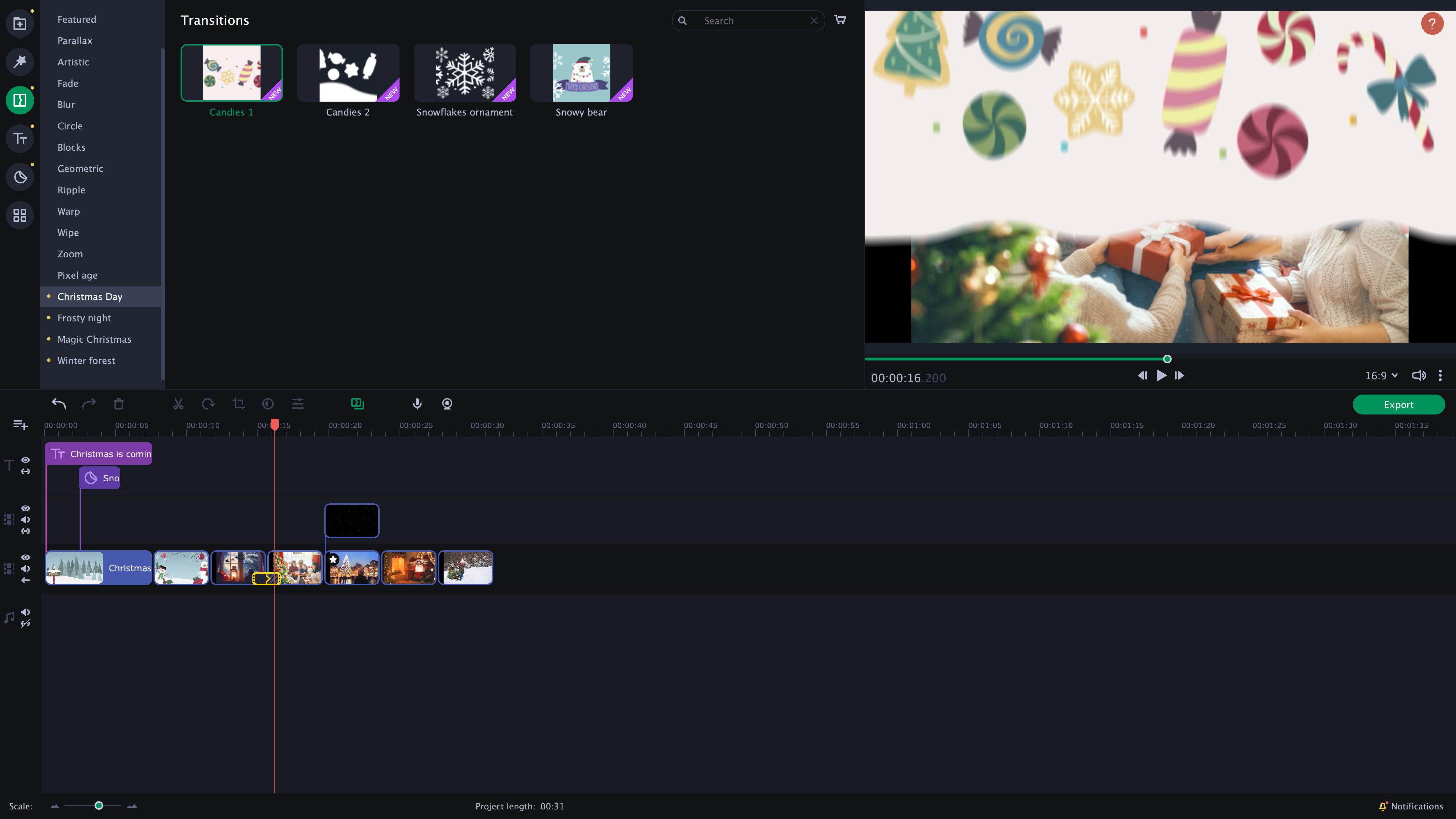 Movavi Slideshow Maker 8 - Christmas Party Set screenshot 1