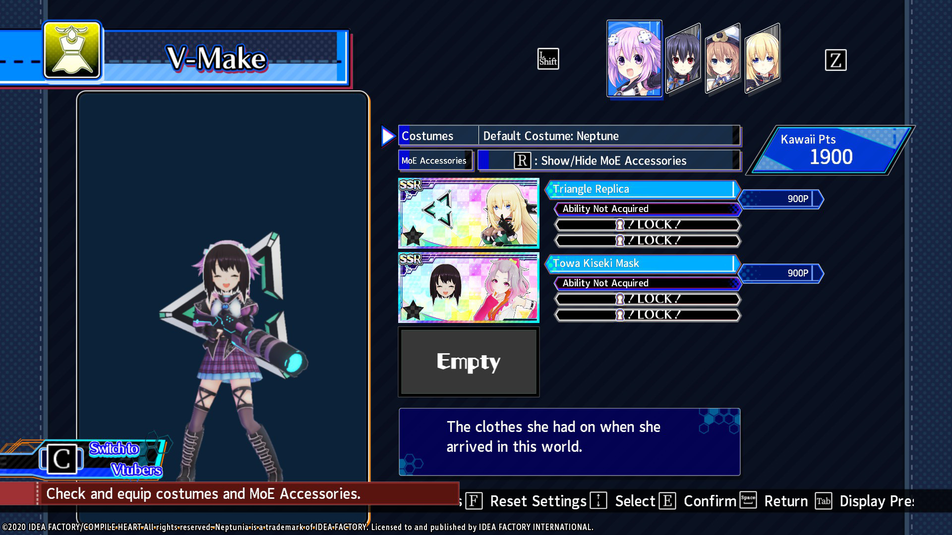 Neptunia Virtual Stars - Towa Kiseki - Vtuber Accessories screenshot 2