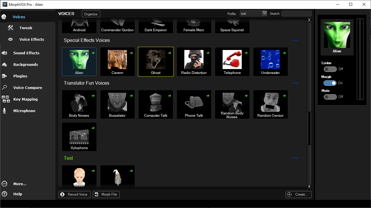 MorphVOX Pro - Special Effects Voices screenshot 1