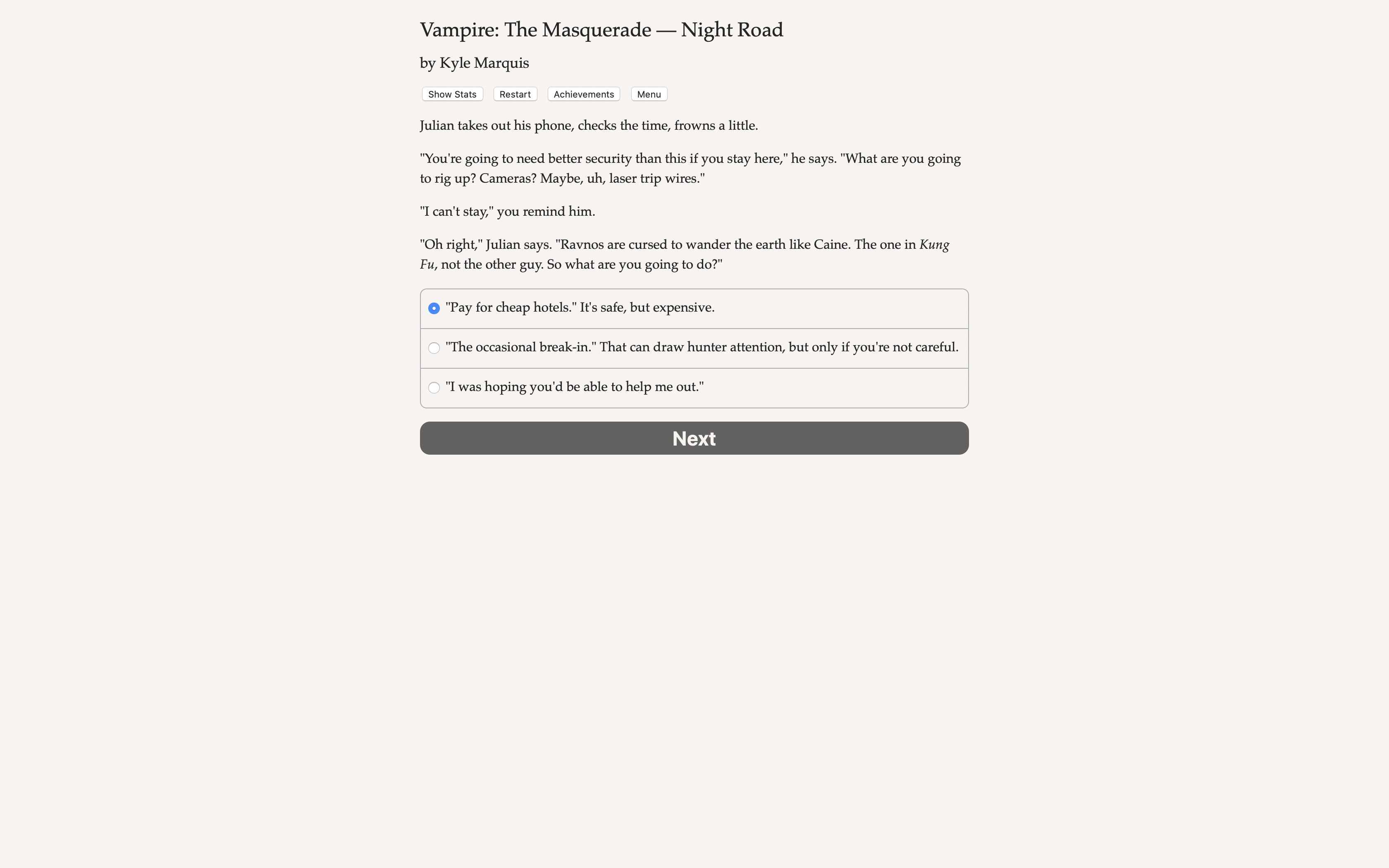 Vampire: The Masquerade — Night Road — Secrets and Shadows screenshot 1