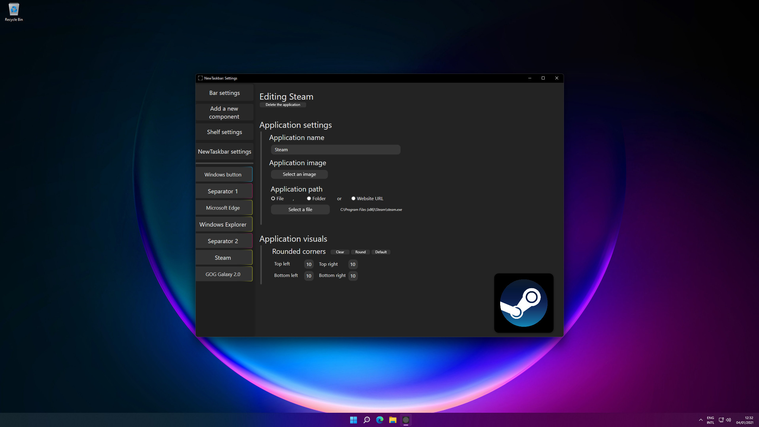 NewTaskbar screenshot 7