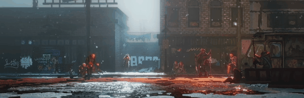 Cảnh đường phố hậu tận thế trong game REPLACED