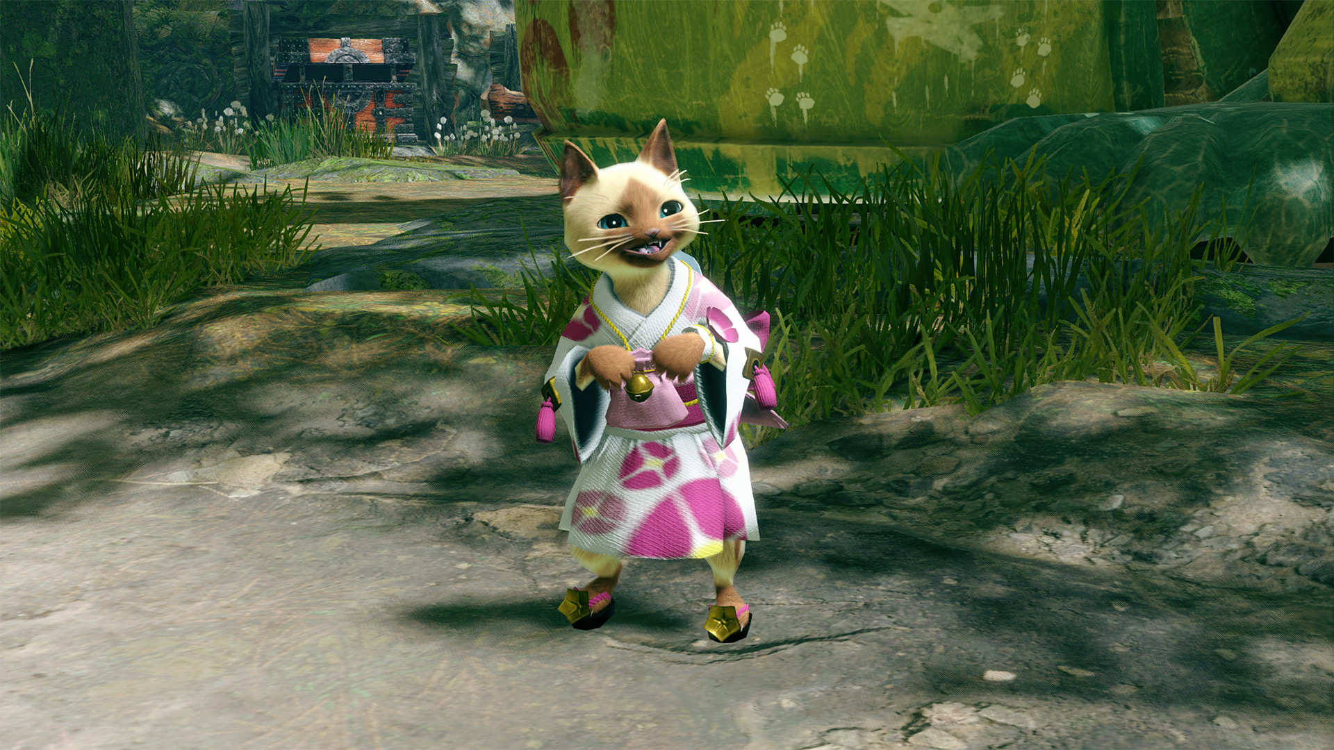 MONSTER HUNTER RISE - "F Floral Yukata" Palico layered armor piece screenshot 1