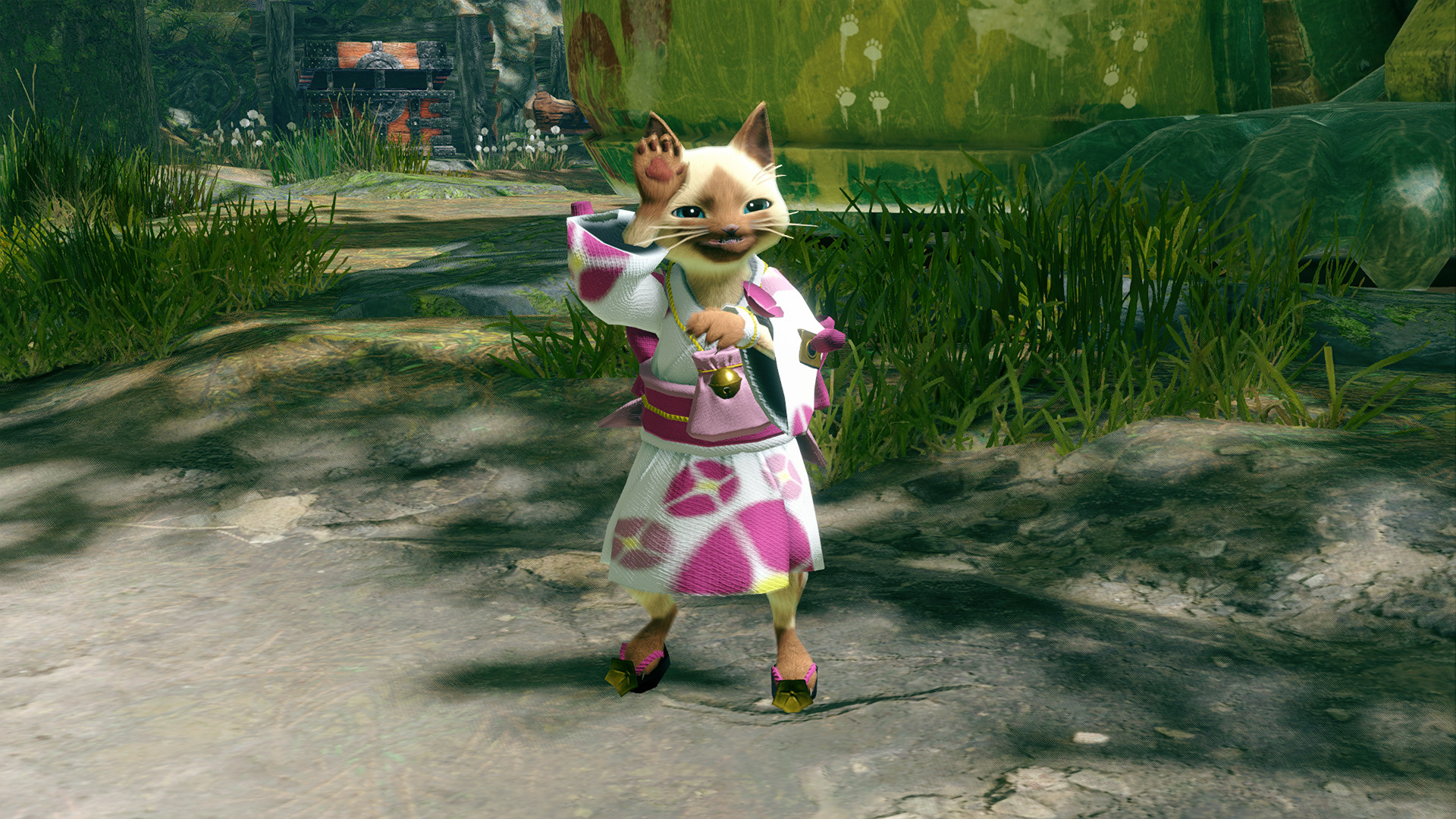 MONSTER HUNTER RISE - "F Floral Yukata" Palico layered armor piece screenshot 2