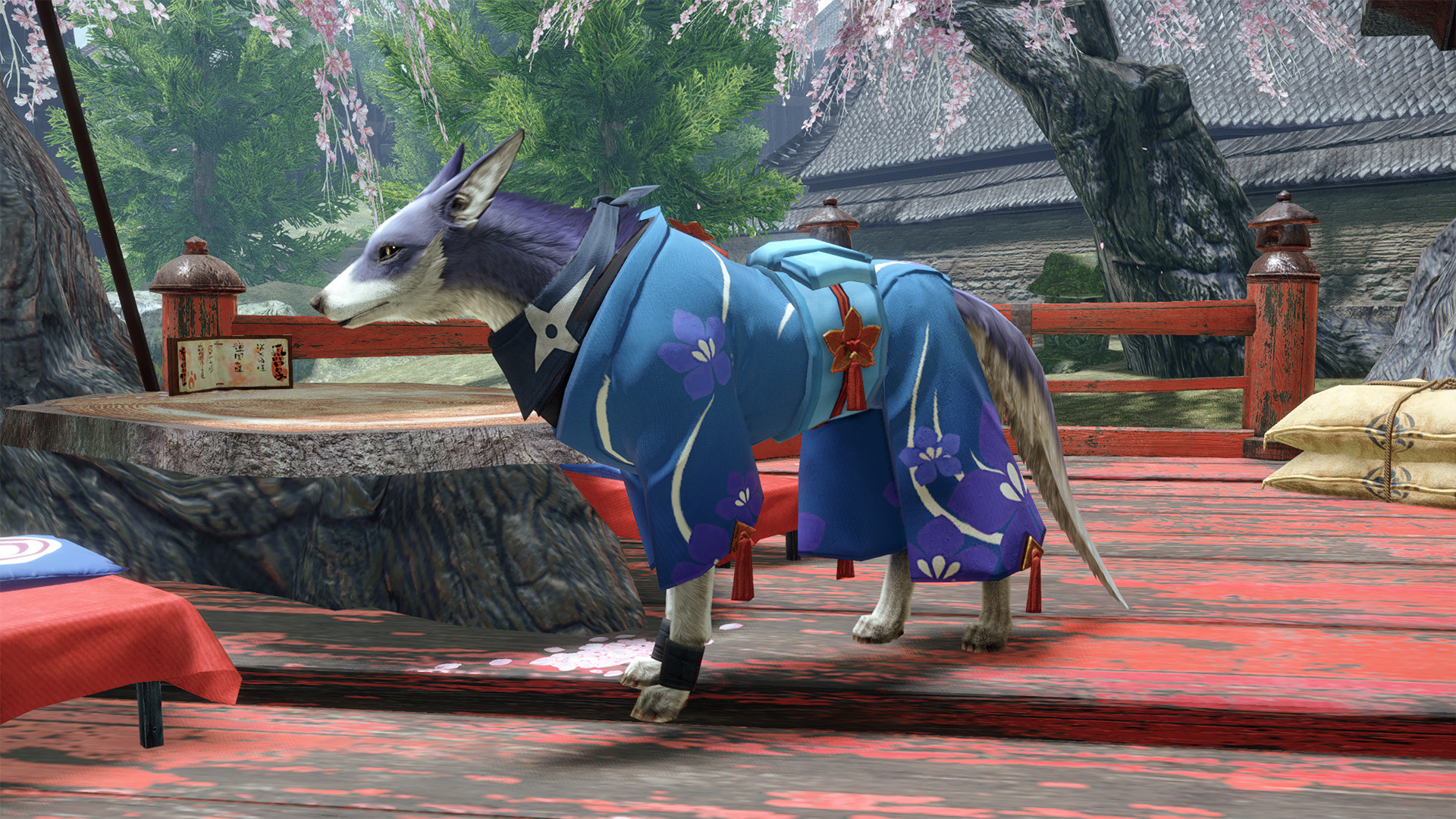 MONSTER HUNTER RISE - "C Floral Yukata" Palamute layered armor piece screenshot 1