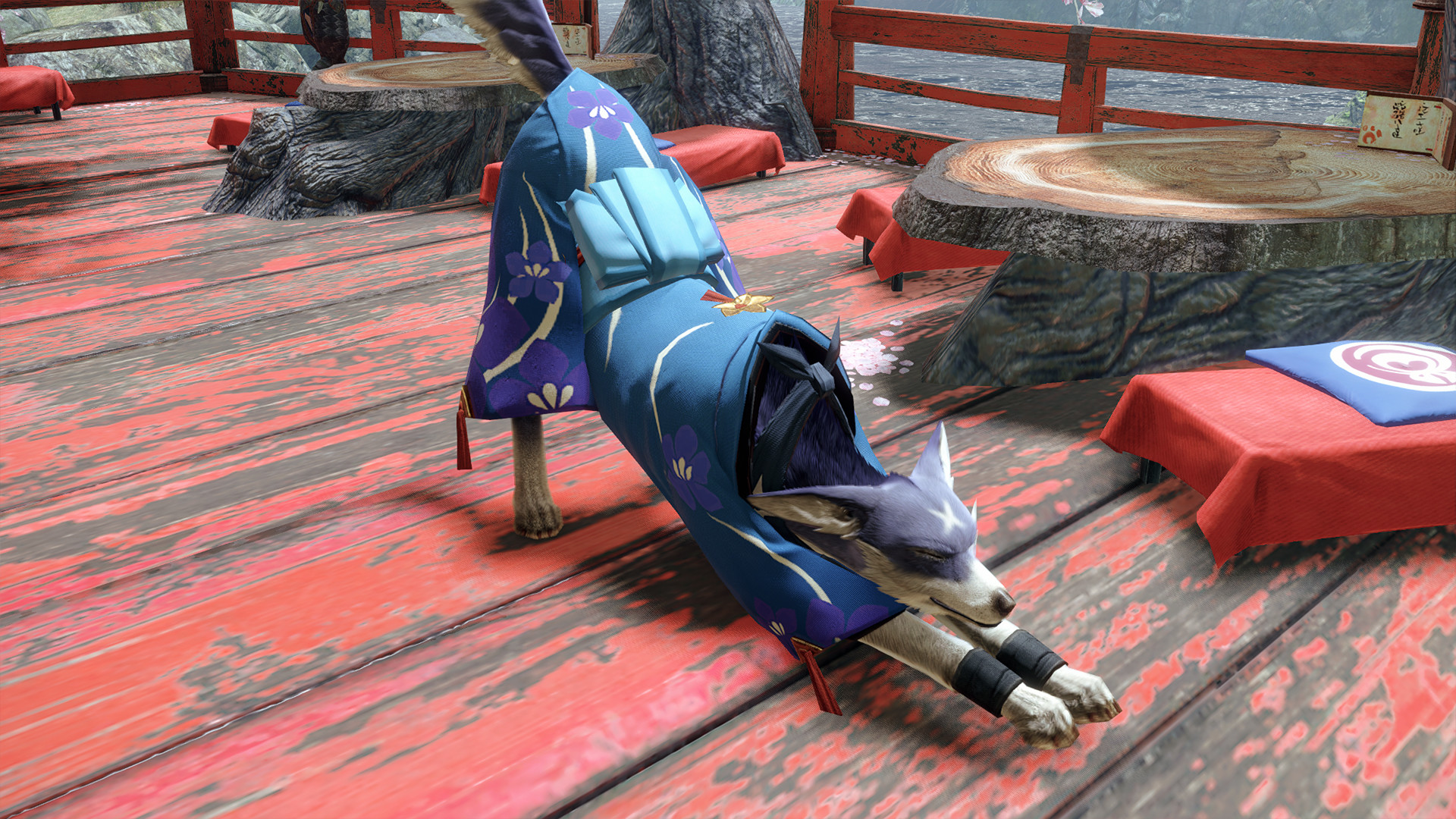 MONSTER HUNTER RISE - "C Floral Yukata" Palamute layered armor piece screenshot 2