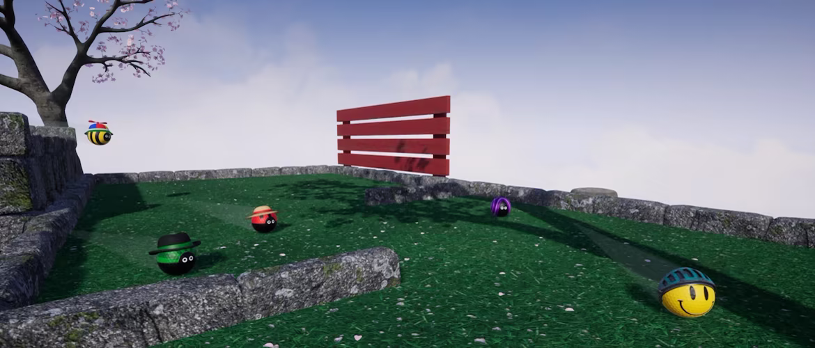 Multiplayer minigolf with a variety of customized golf balls.