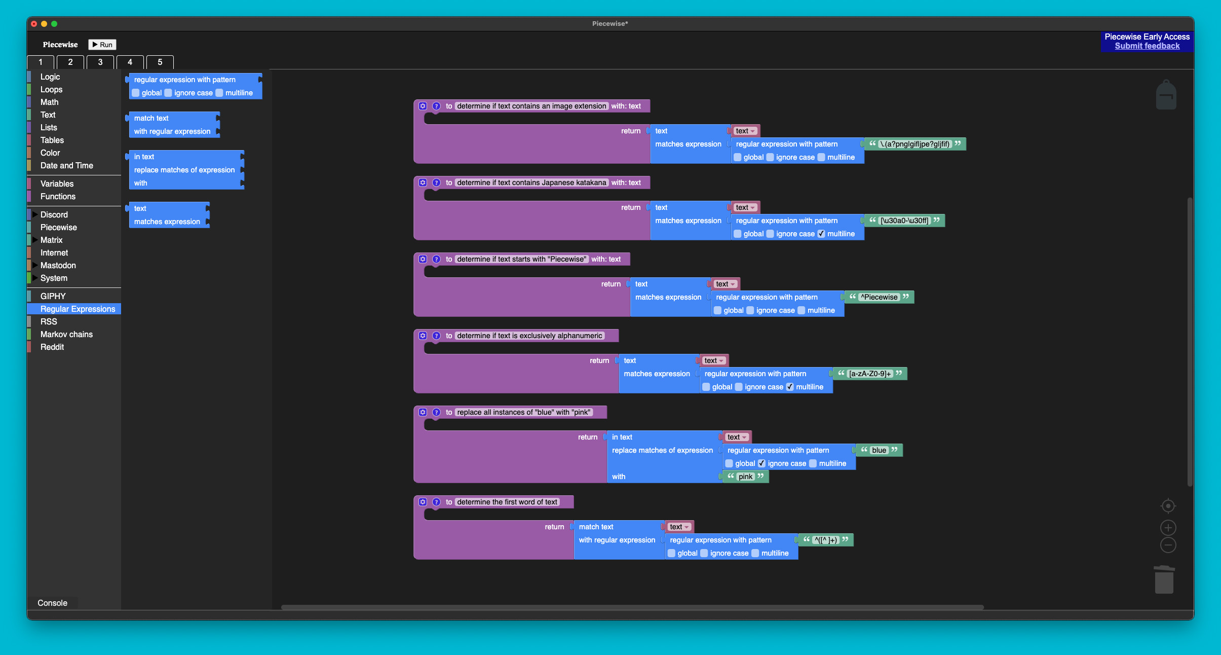 Piecewise - Regular Expressions screenshot 1