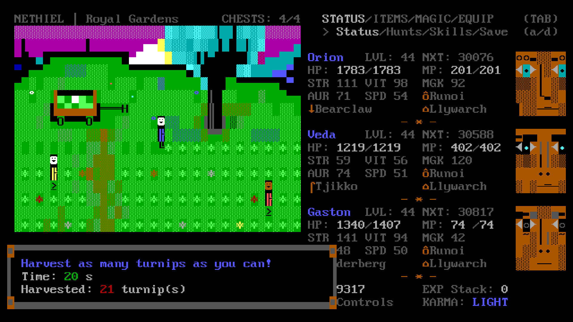 Official Whispers in the Moss screenshot showing its distinctive text-based game graphics