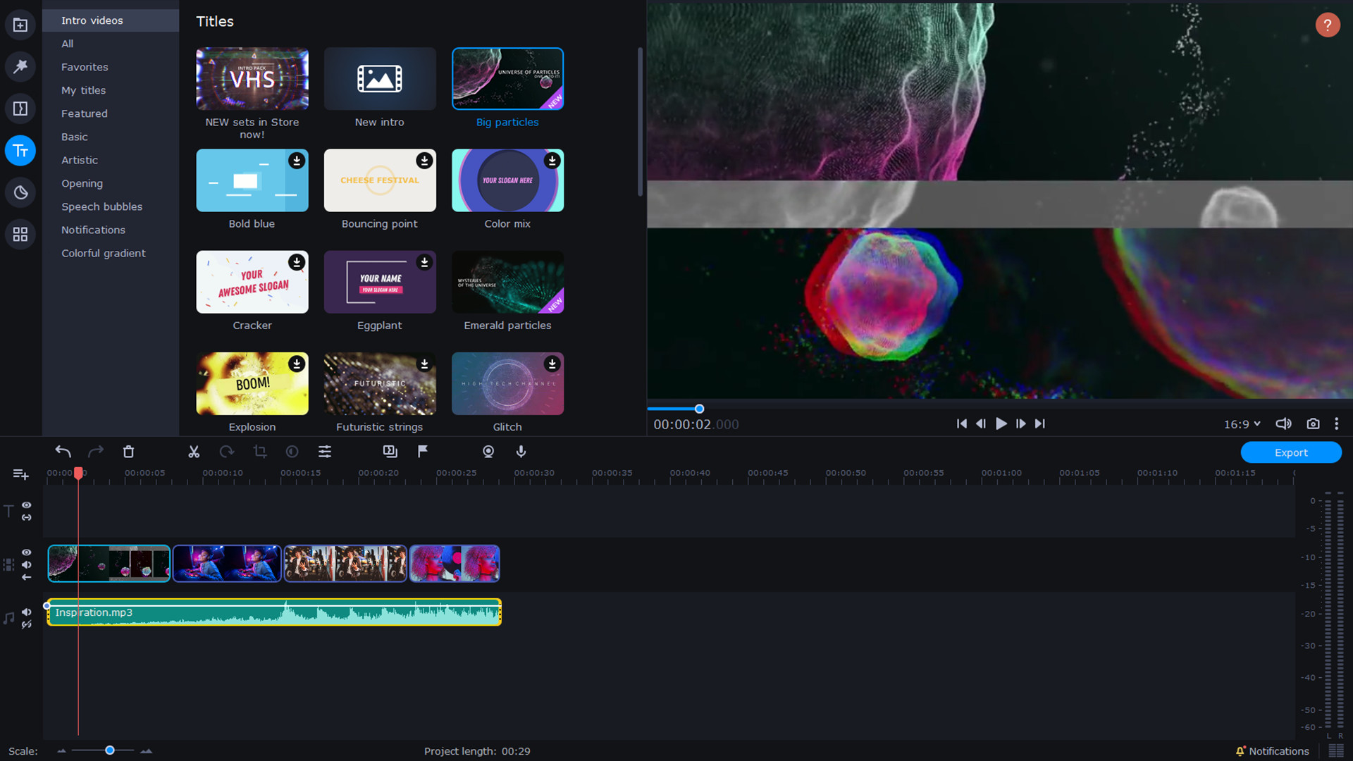 Movavi Video Suite 2022 - Universe of Particles Intro Pack screenshot 2