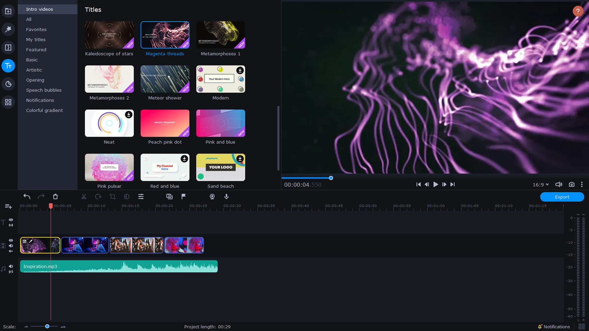 Movavi Video Suite 2022 - Universe of Particles Intro Pack screenshot 3