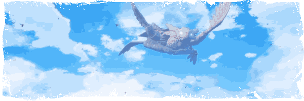 Banner game Cloudheim sinh vật bay trên bầu trời xanh