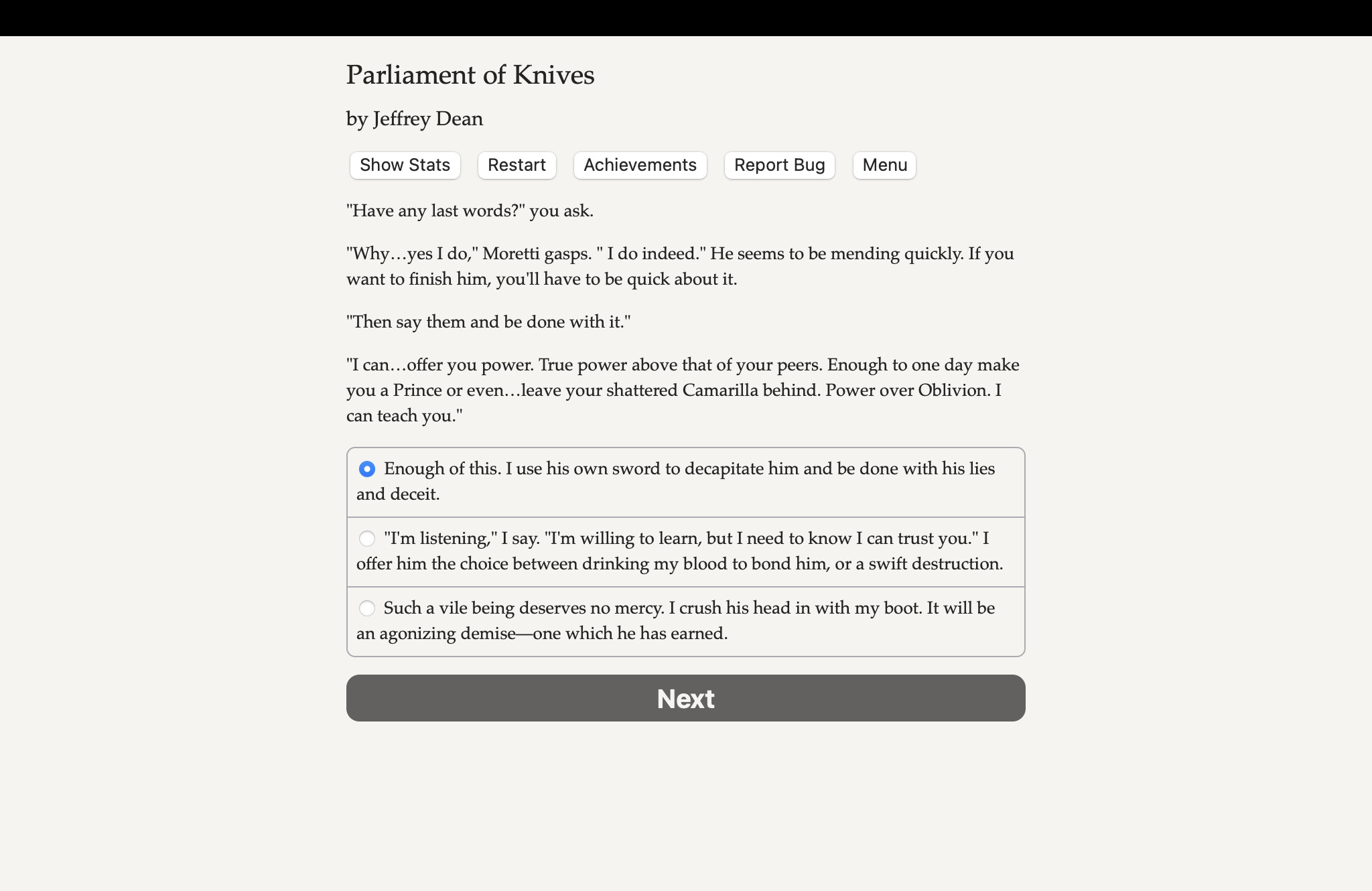 Vampire: The Masquerade — Parliament of Knives — What Stares Back screenshot 1