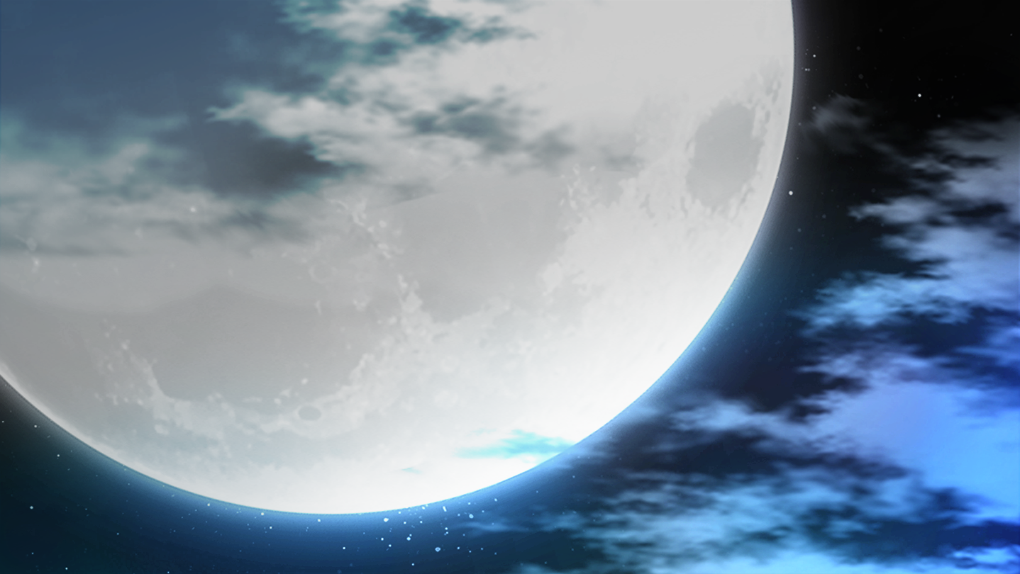 Official Persona 3 Reload moon background representing evenings used for social stats, night links and Tartarus planning