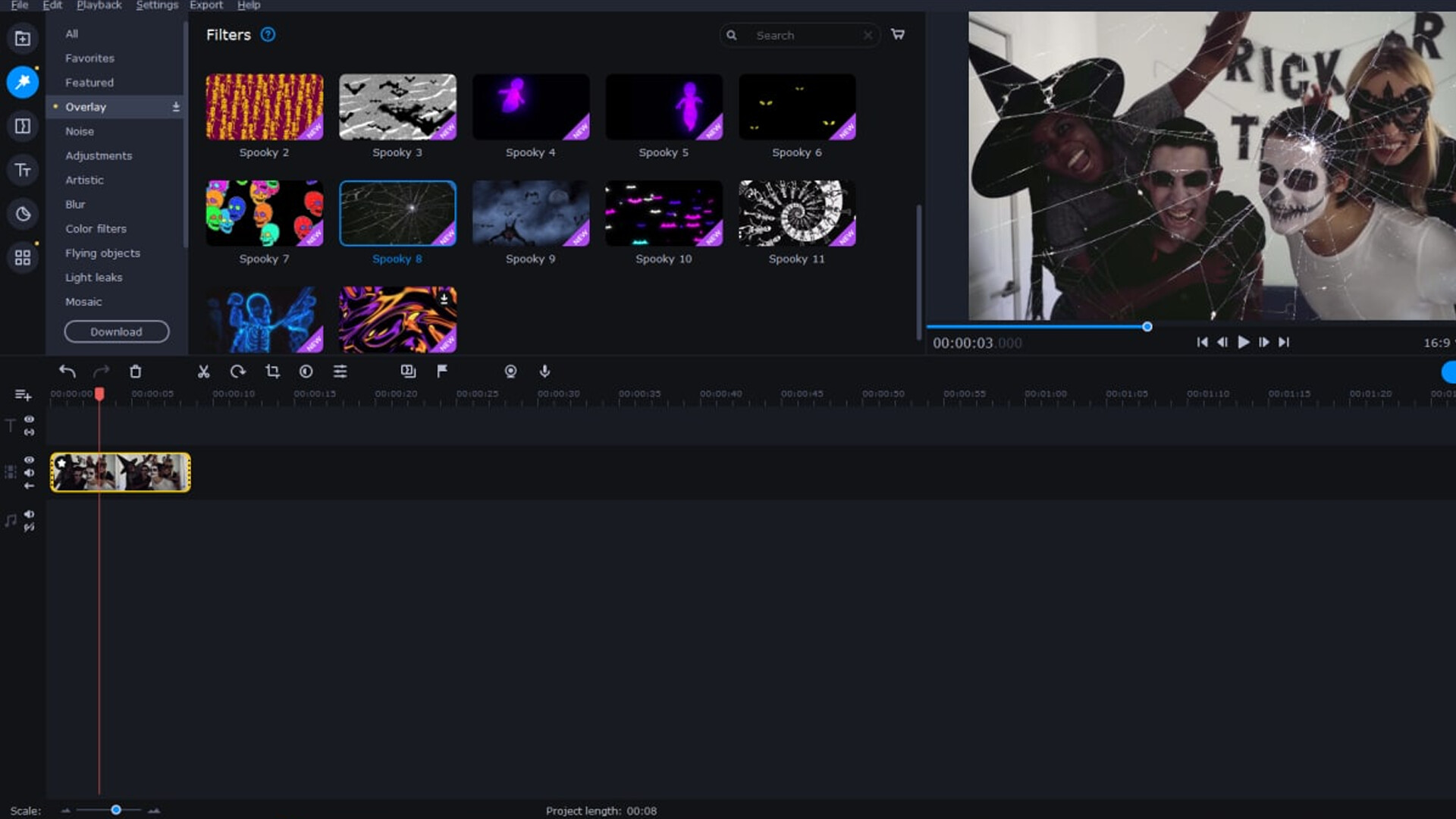 Movavi Video Editor Plus 2022 - Spooky Overlay Pack screenshot 3