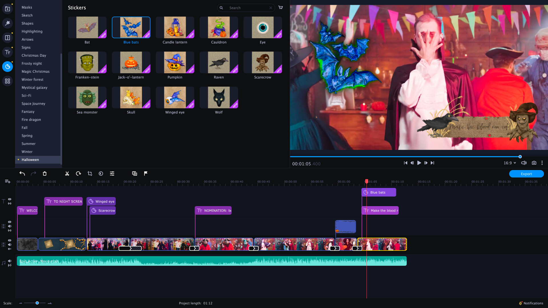 Movavi Video Editor Plus 2022 - Spooky Overlay Pack screenshot 1