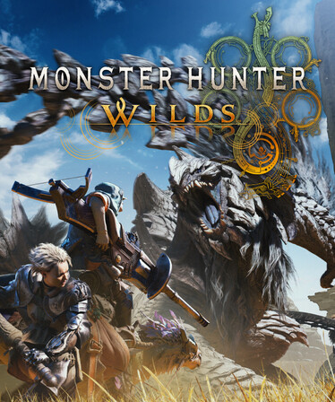 Official Monster Hunter Wilds art with the hunter and Arkveld, used to verify the Steam version before portable play