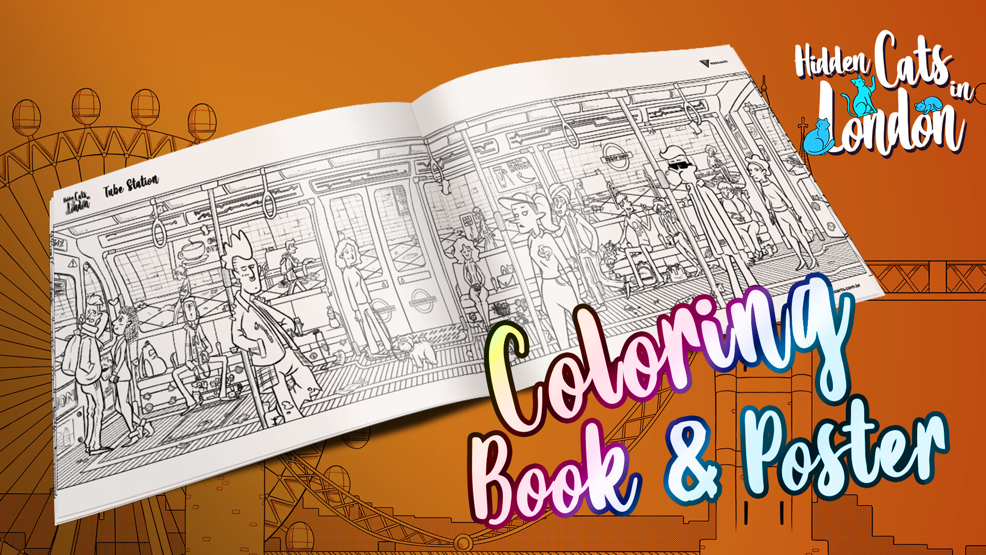 Hidden Cats in London - Printable PDF Coloring Book and Poster screenshot 1