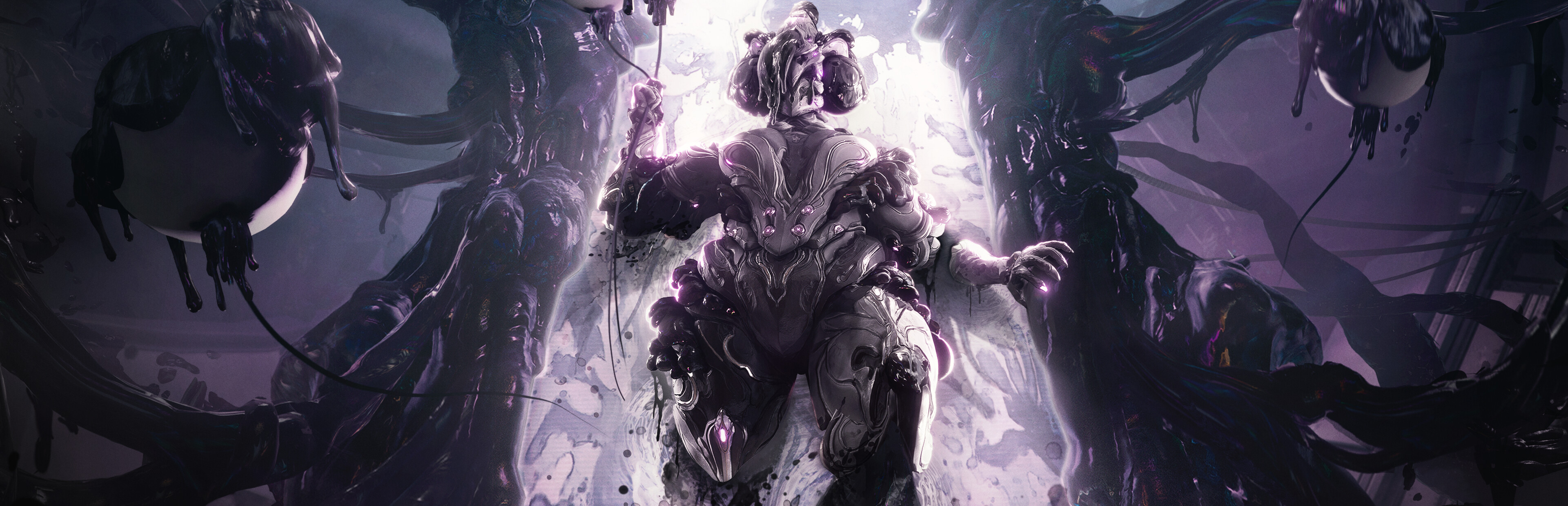 Warframe character in action for choosing a free PvE co-op game