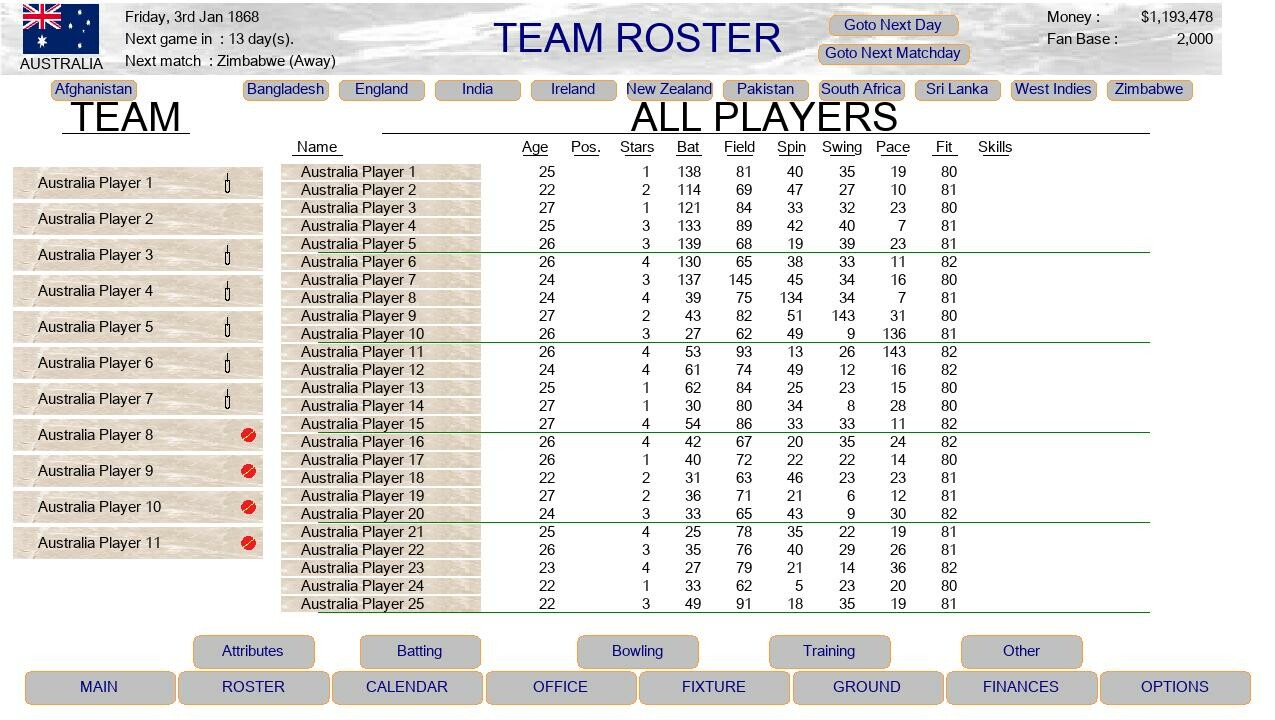 Test Cricket Manager screenshot 7