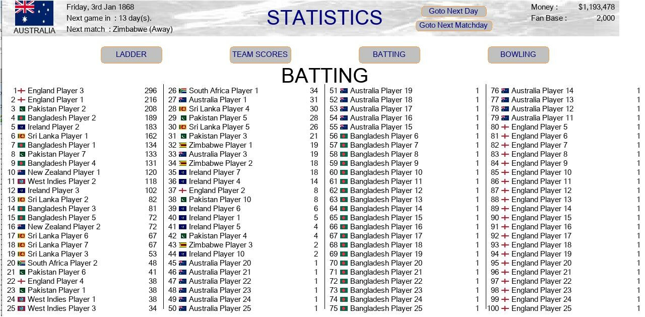 Test Cricket Manager screenshot 8
