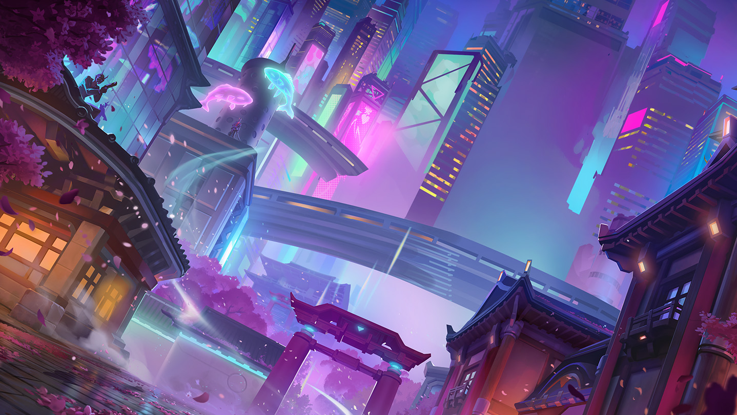 Bright Overwatch 2 battle scene showing why a colored crosshair is easier to see on busy maps