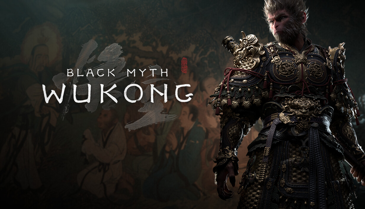 Official Black Myth Wukong art showing the Destined One in armor before the Erlang boss fight