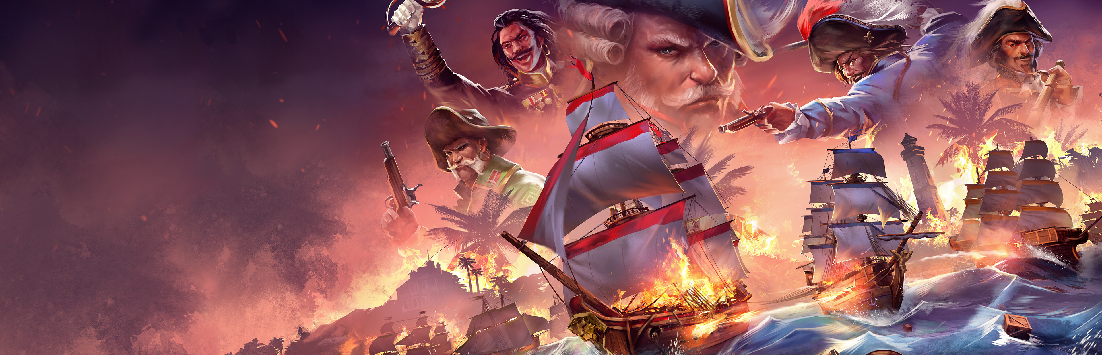 Corsairs - Battle of the Caribbean shows pirate ships in the Caribbean