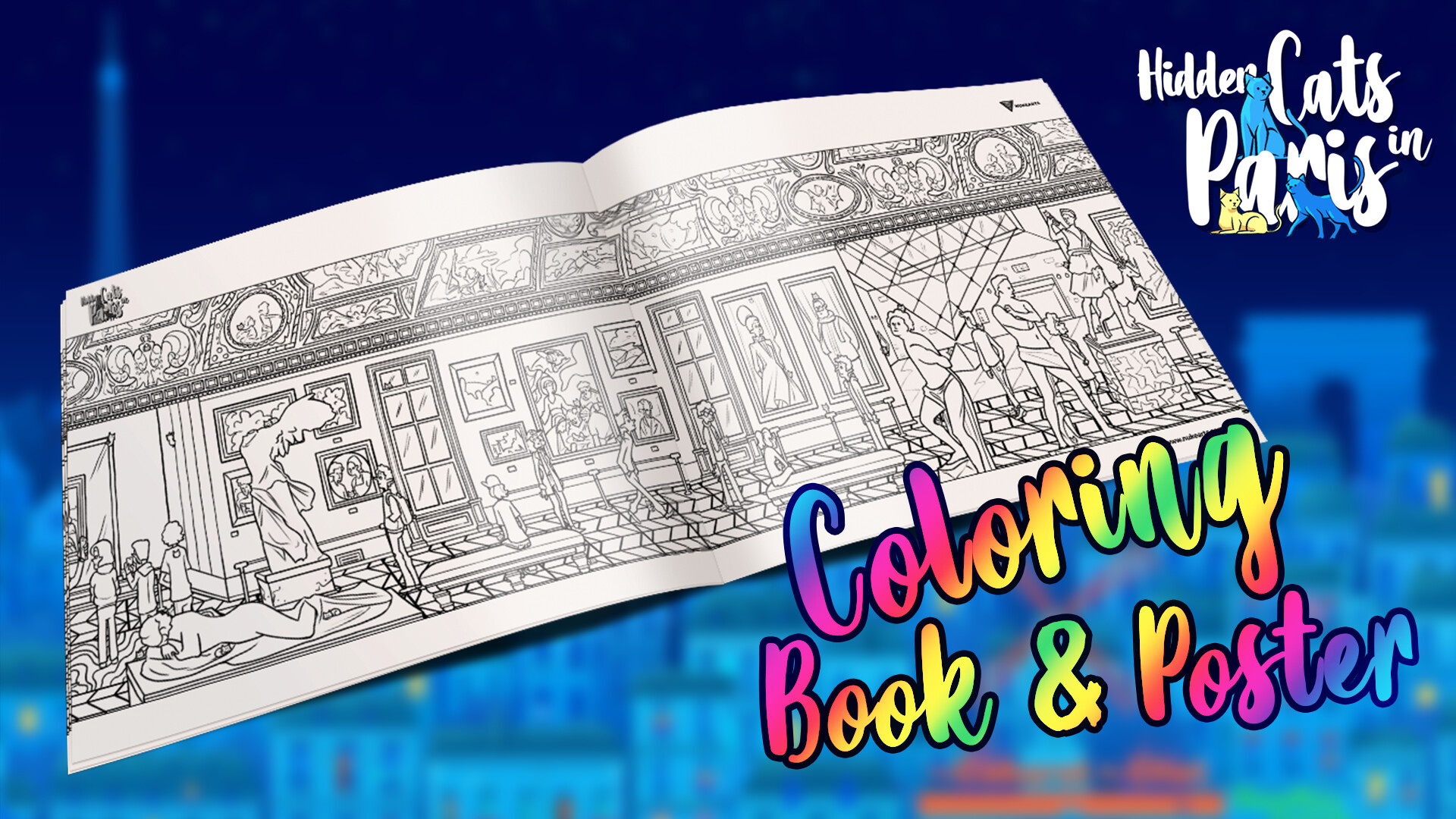 Hidden Cats in Paris - Printable PDF Coloring Book and Poster screenshot 1