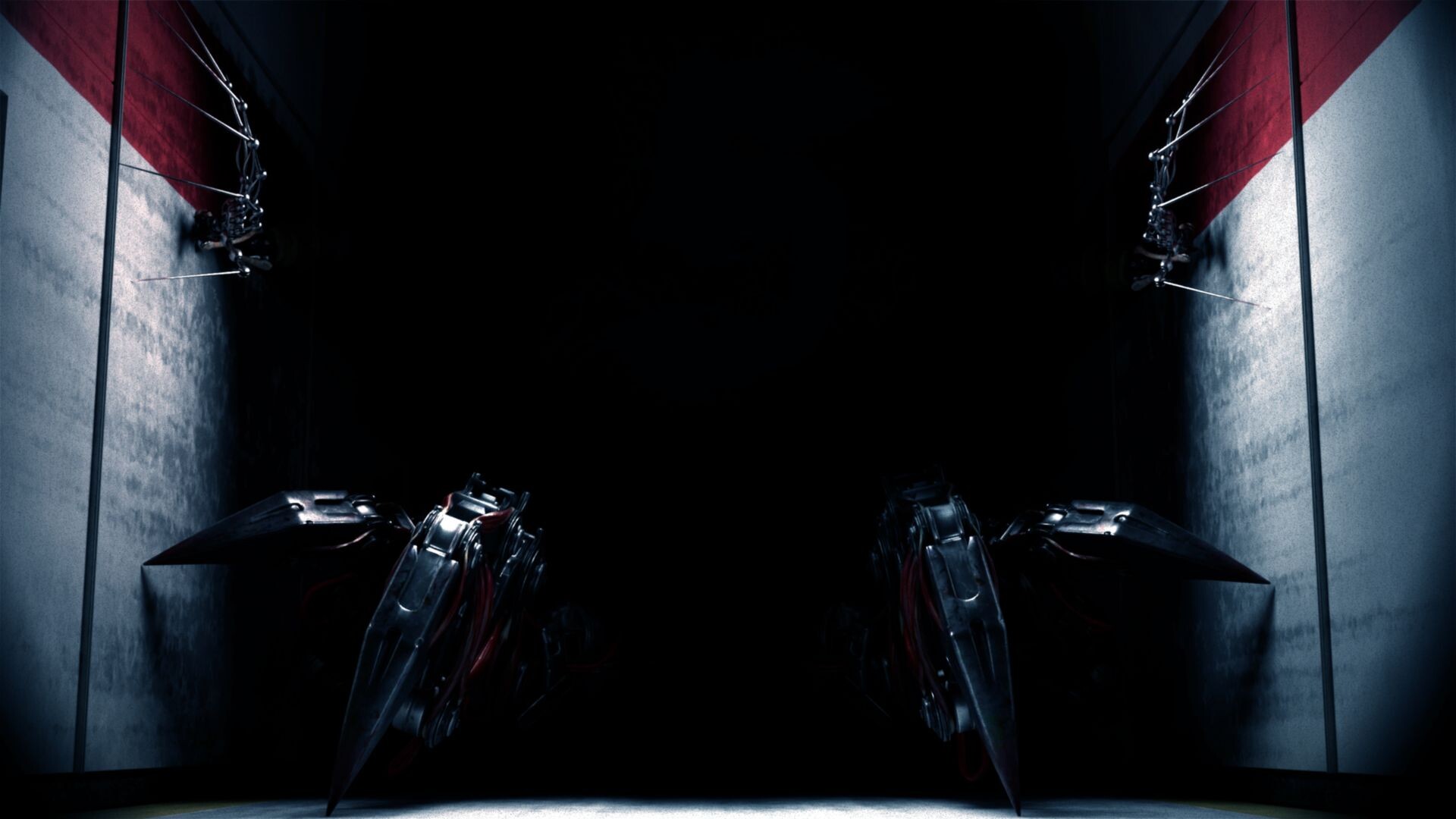 Imagem oficial do trailer de Poppy Playtime Chapter 5 com garras mecânicas em corredor escuro